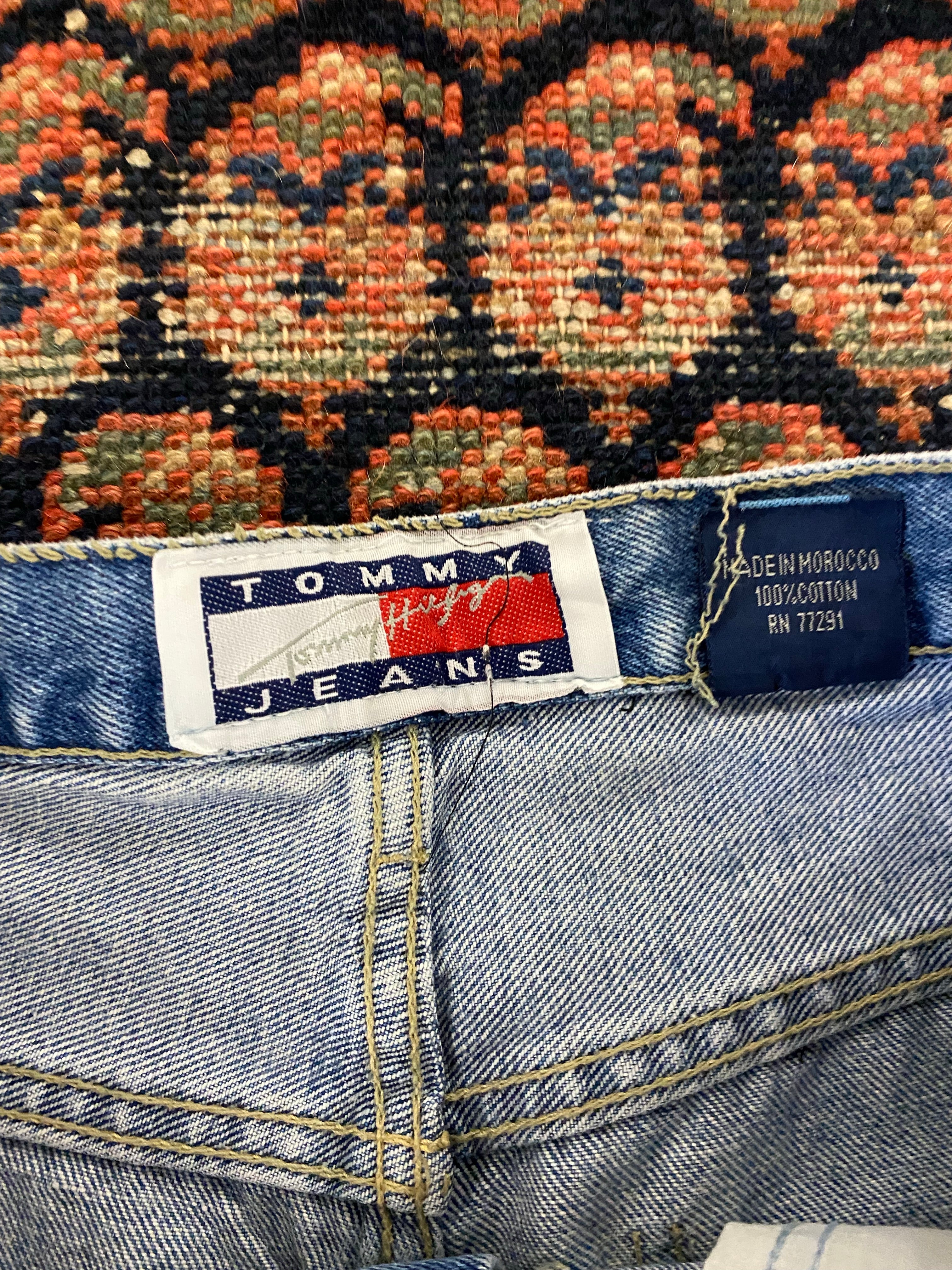 90s High Waisted Tommy Hilfiger Carpenter Denim Shorts - 26in