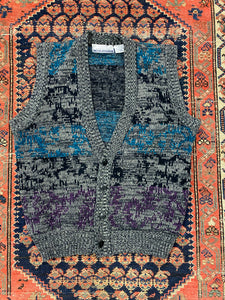 Vintage Buttoned Knitted Vest - L