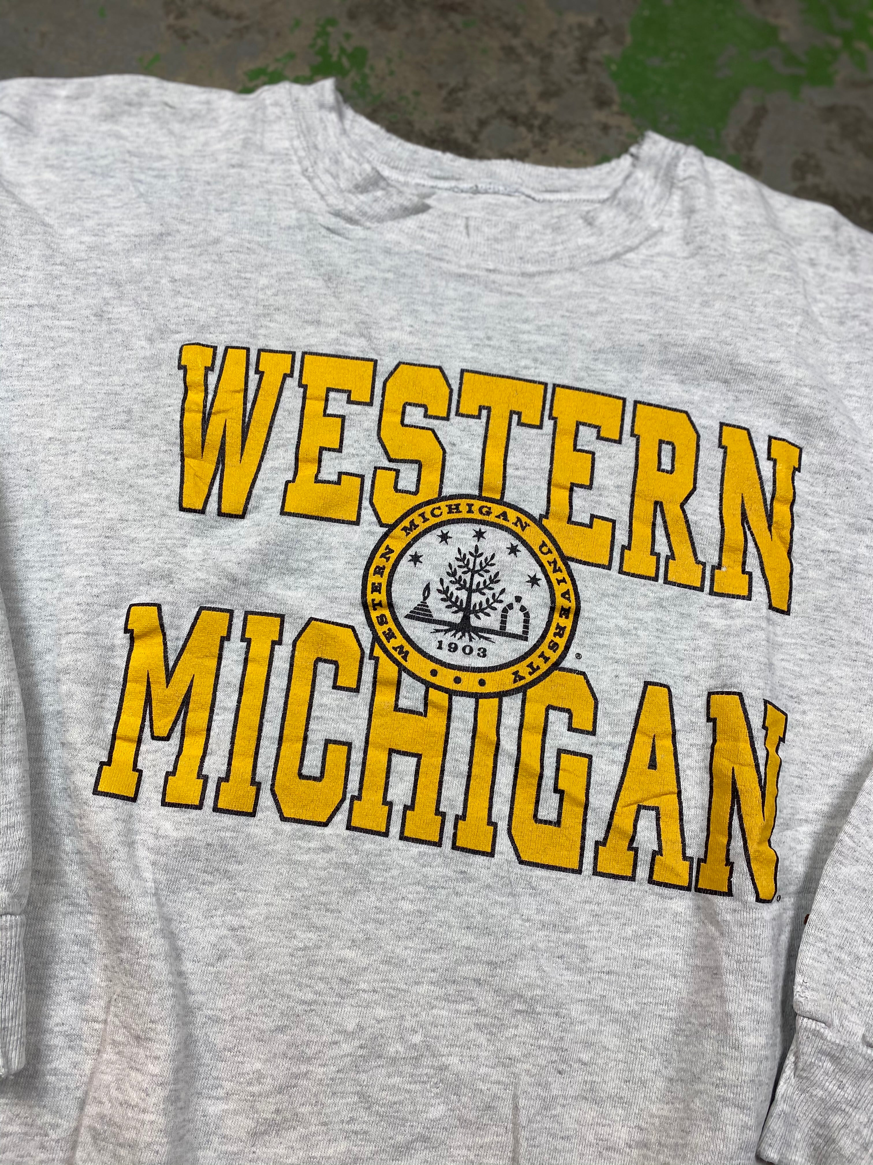 Thrashed western Michigan crewneck