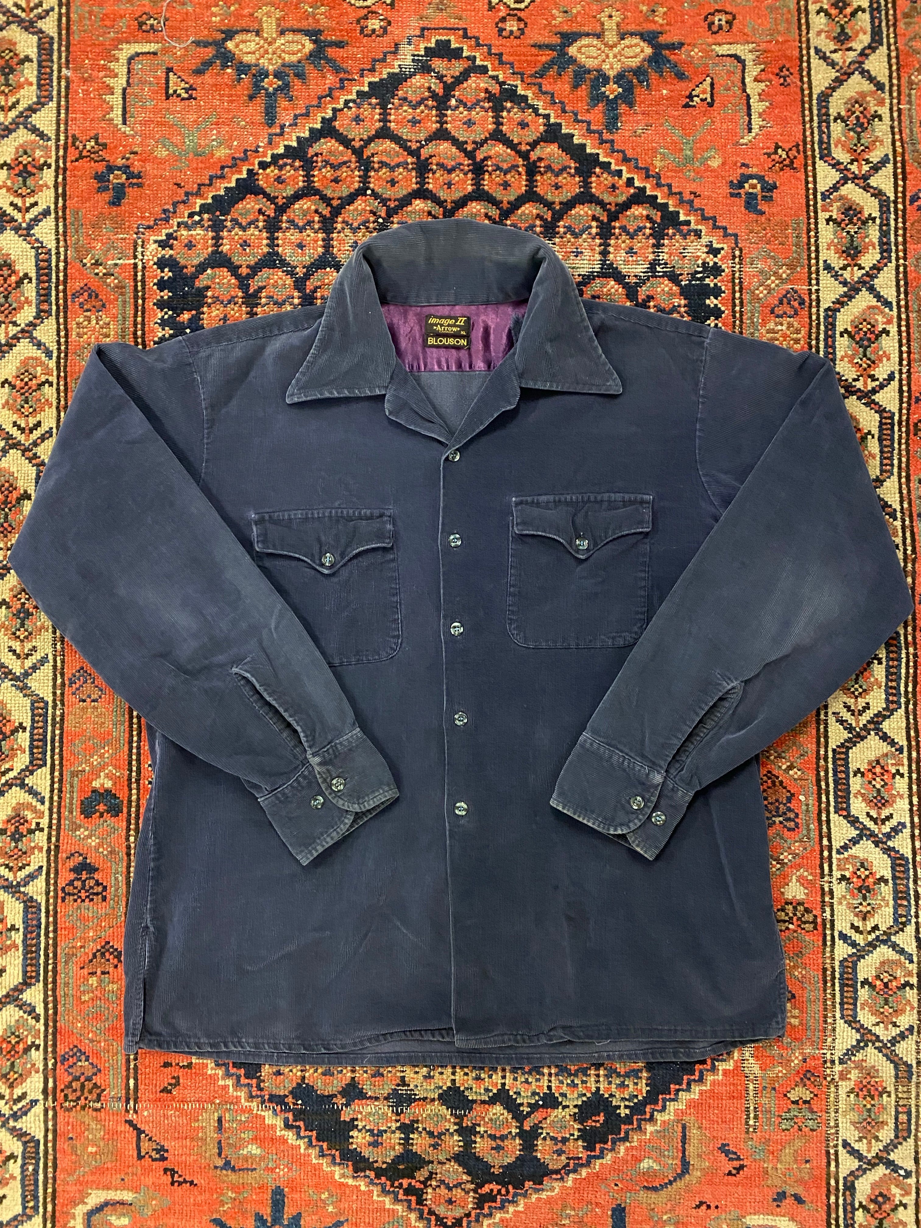 Vintage Corduroy Camp Collar Button Up - M