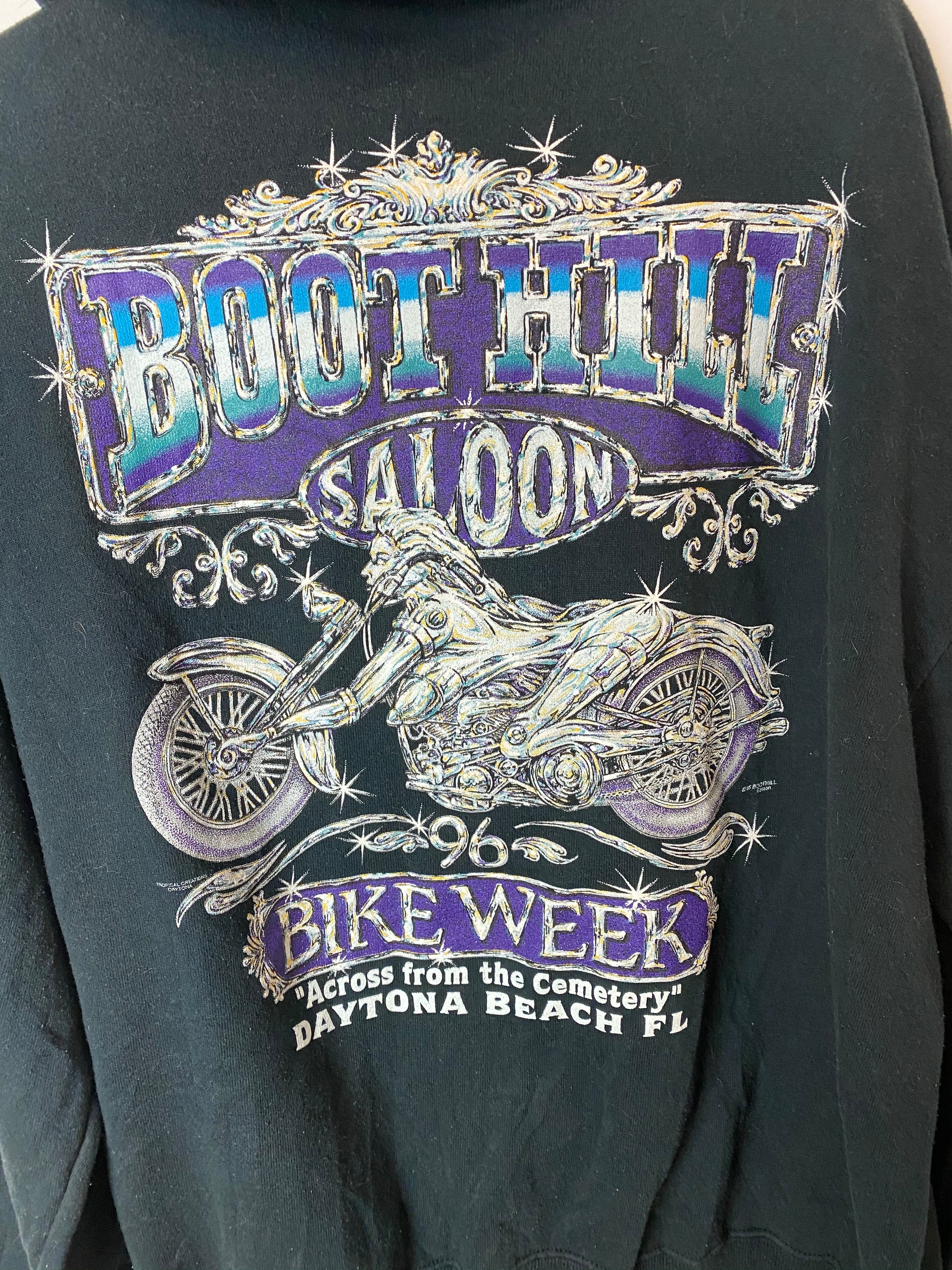 1996 Boot Hill Front And Back Biker Zip Hoodie - L