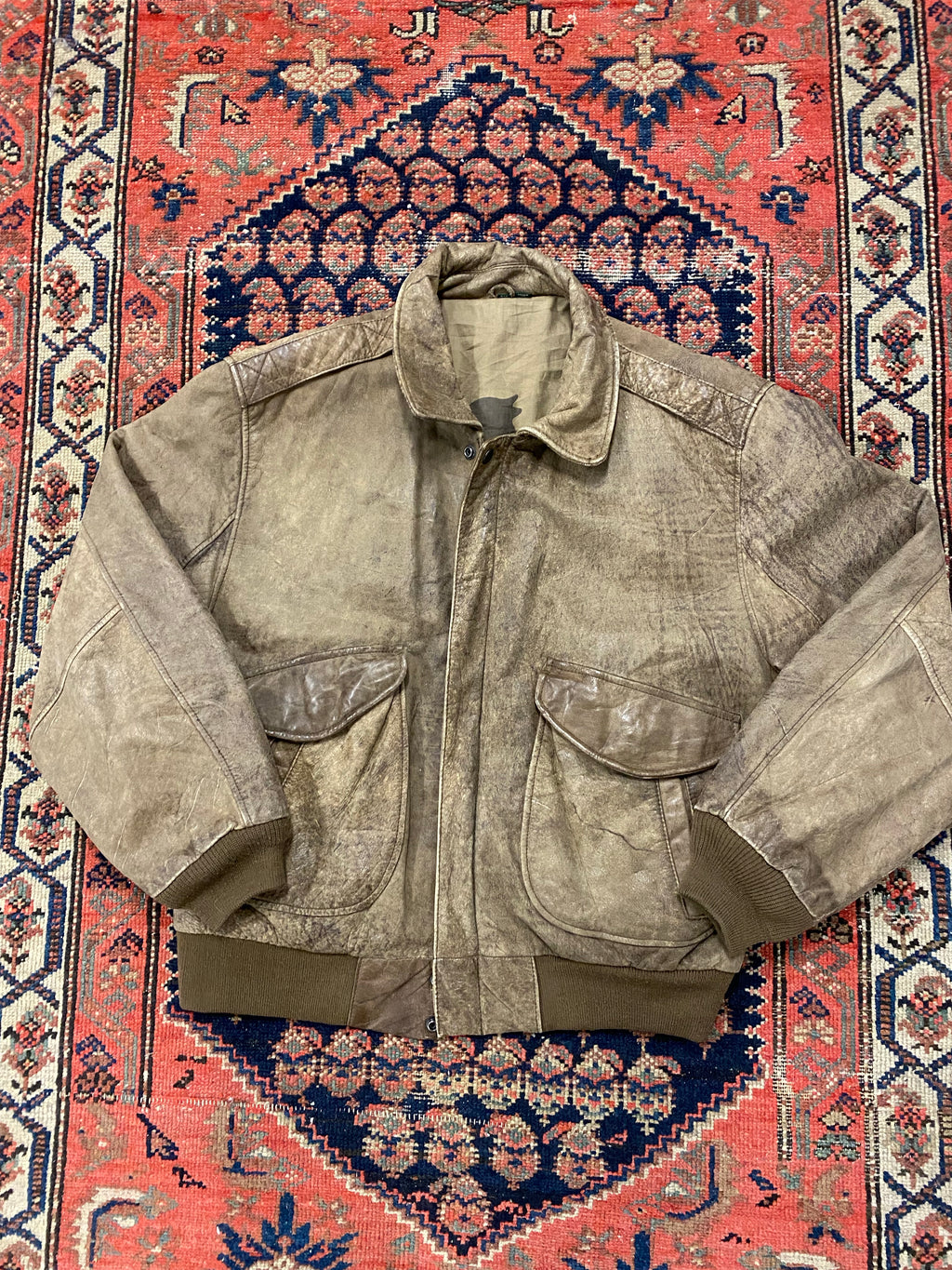 90s Leather Bomber Jacket - M/L