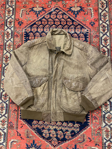 90s Leather Bomber Jacket - M/L