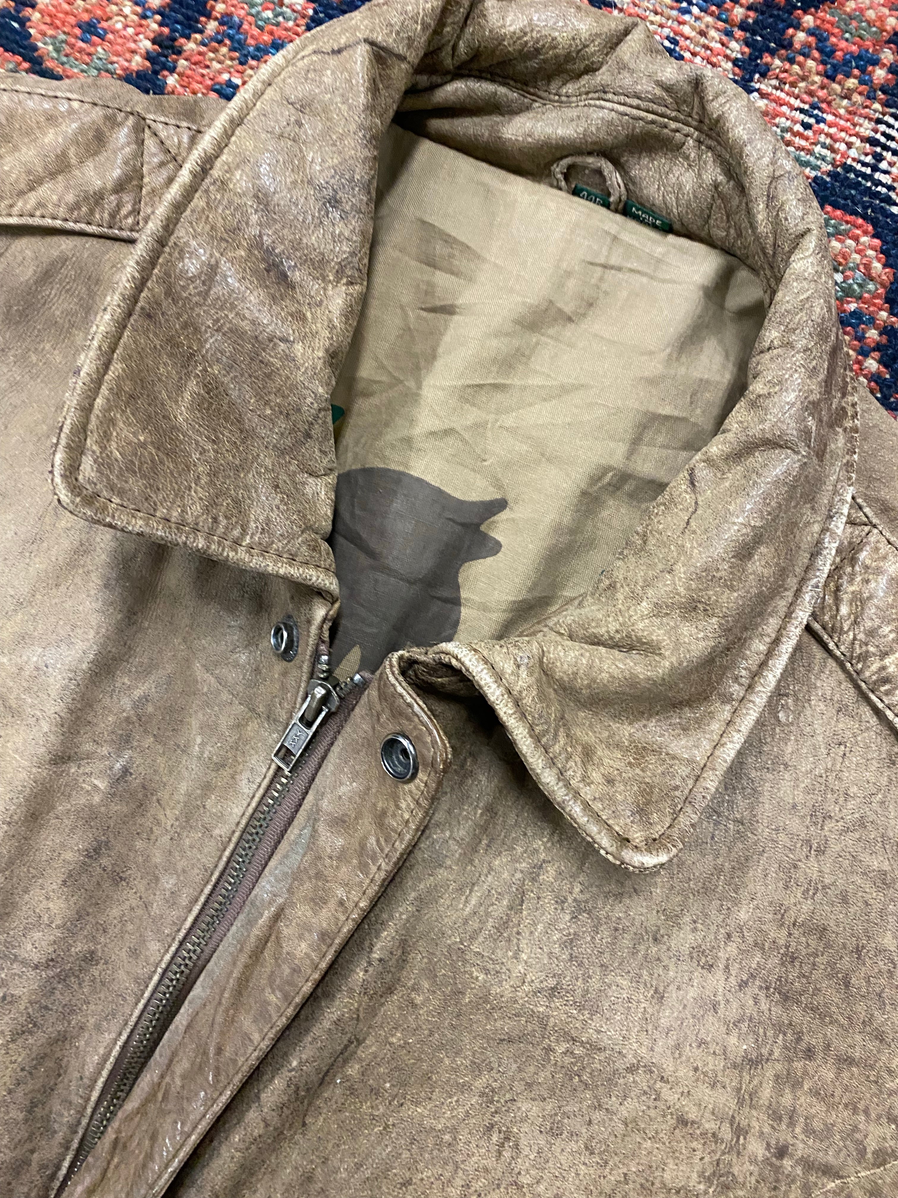 90s Leather Bomber Jacket - M/L