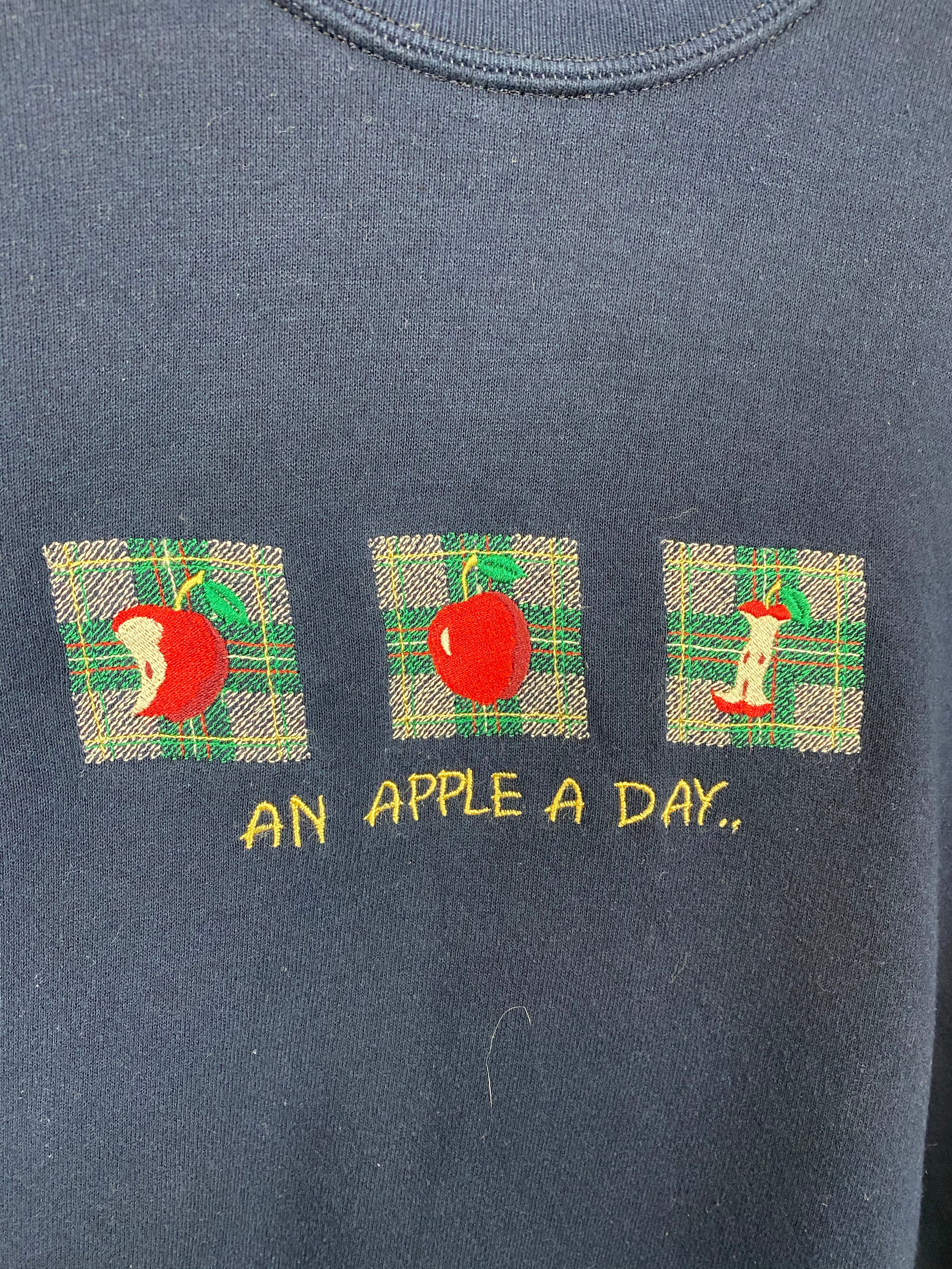 90s embroidered An Apple A Day... crewneck - M