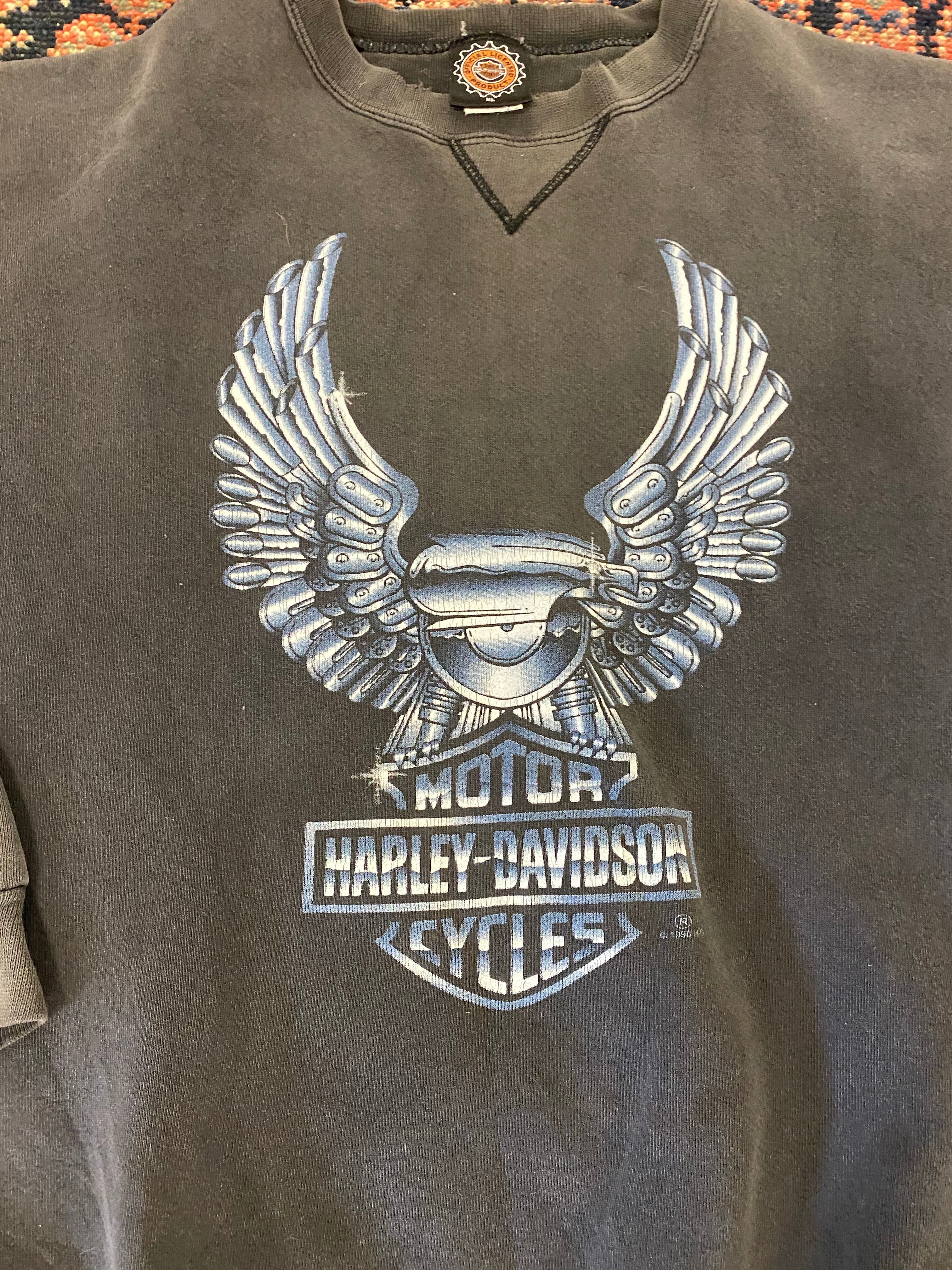 90s Faded Harley Davidson Crewneck - L