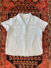 Load image into Gallery viewer, Vintage Light Blue Linen Button Up Shirt - WMNS - L