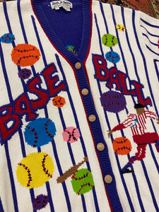 Vintage Baseball Knit Cardigan - L
