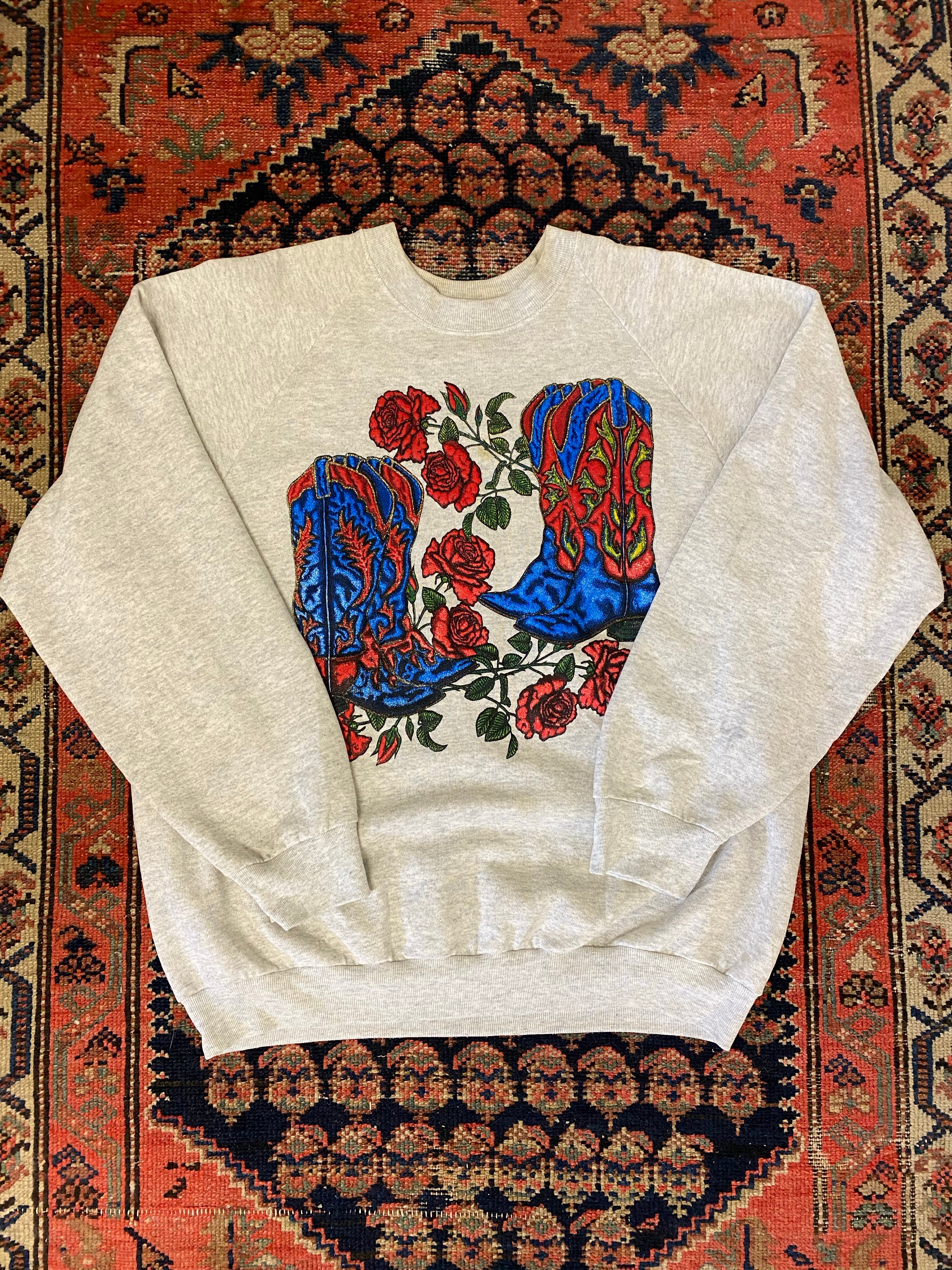 Vintage Cowboy Booties Crewneck - M