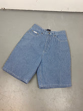 Load image into Gallery viewer, Vintage High Waisted Pinstriped Route 66 Denim Shorts - 26in