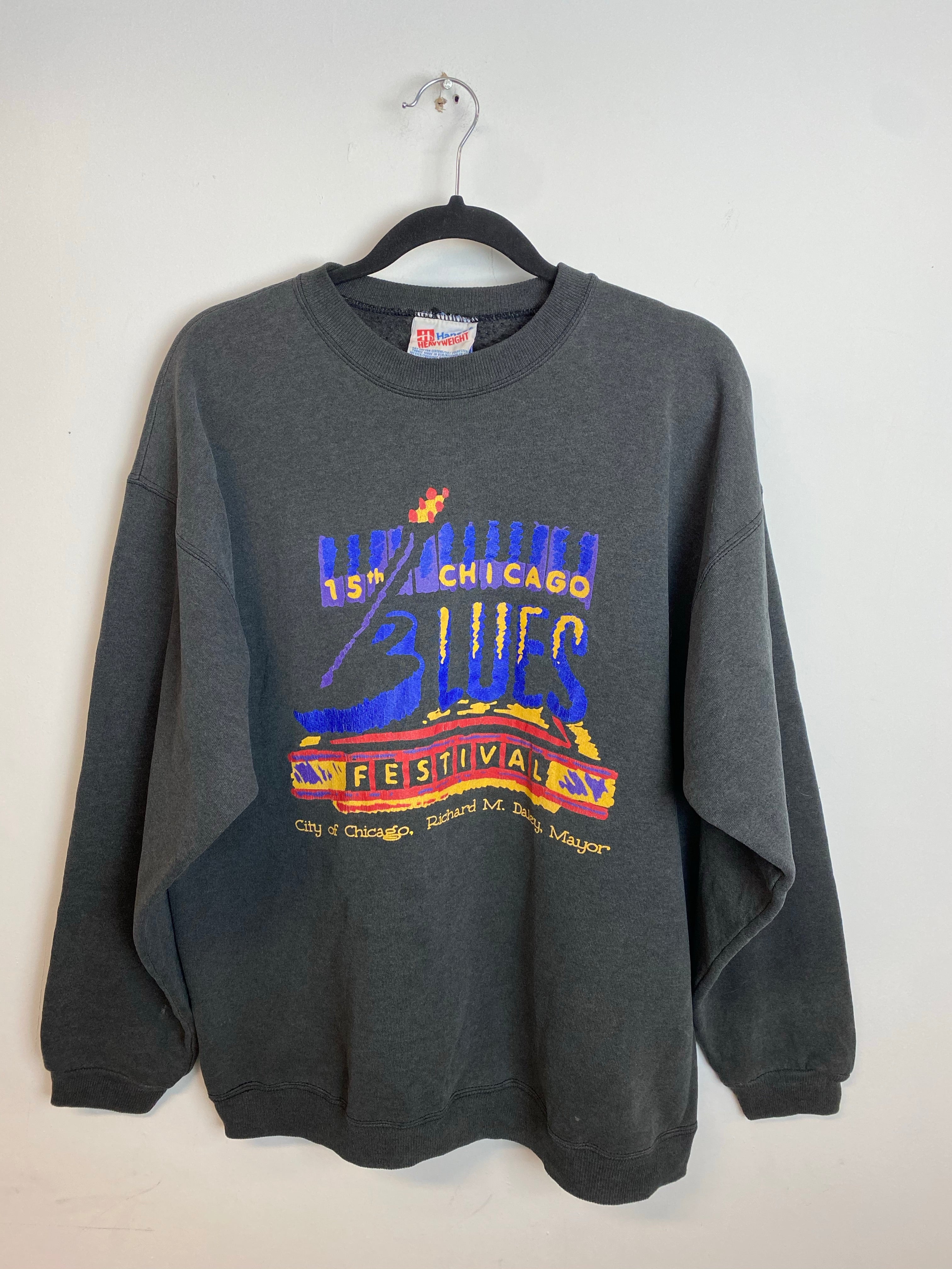 90s Faded Chicago Blues Festival Crewneck - M/L