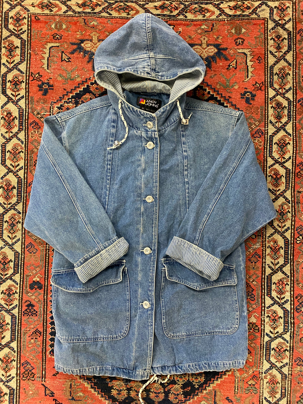 Vintage Hooded Denim Parka - M