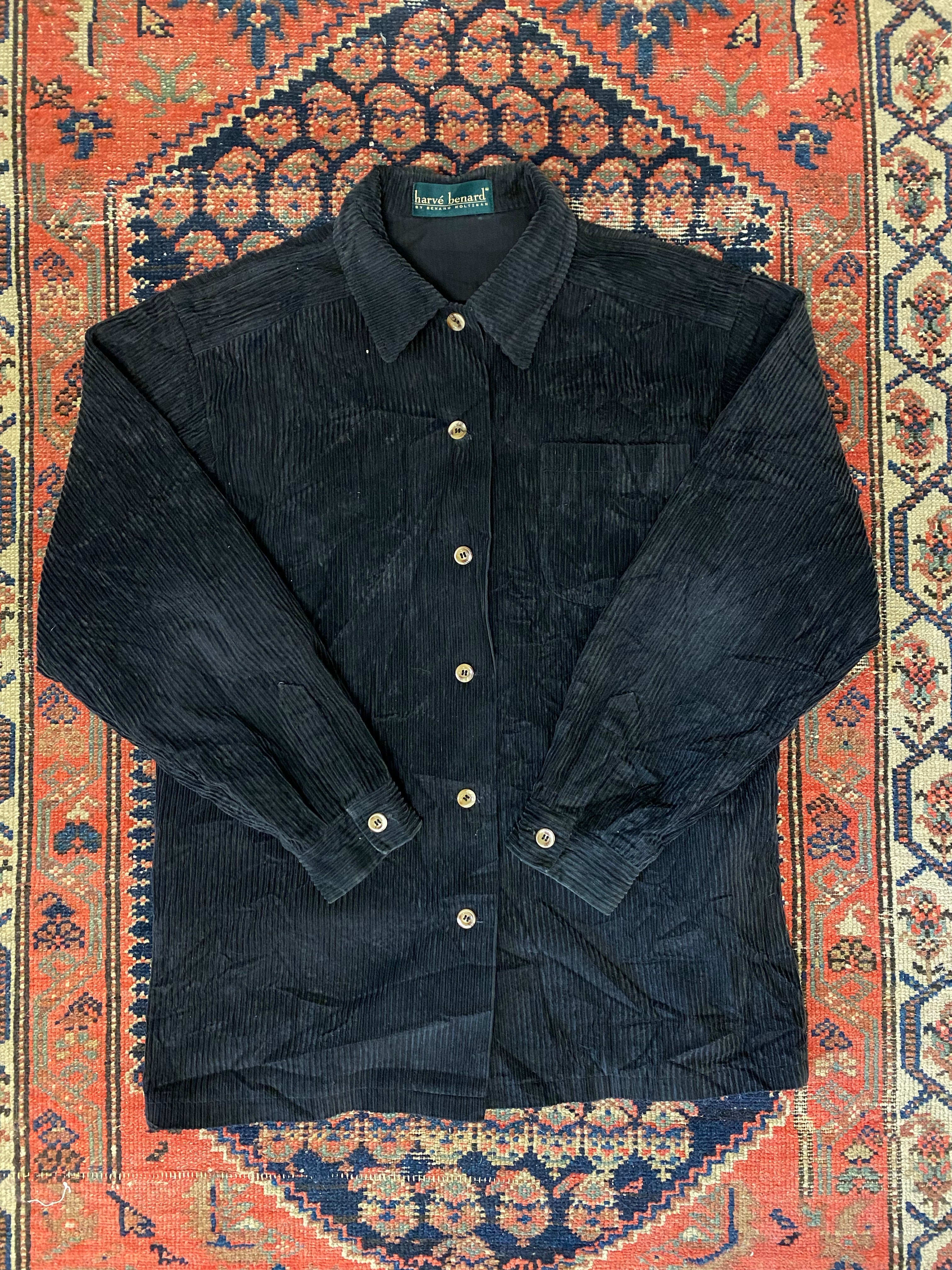 Vintage Black thick Corduroy Button Up - M