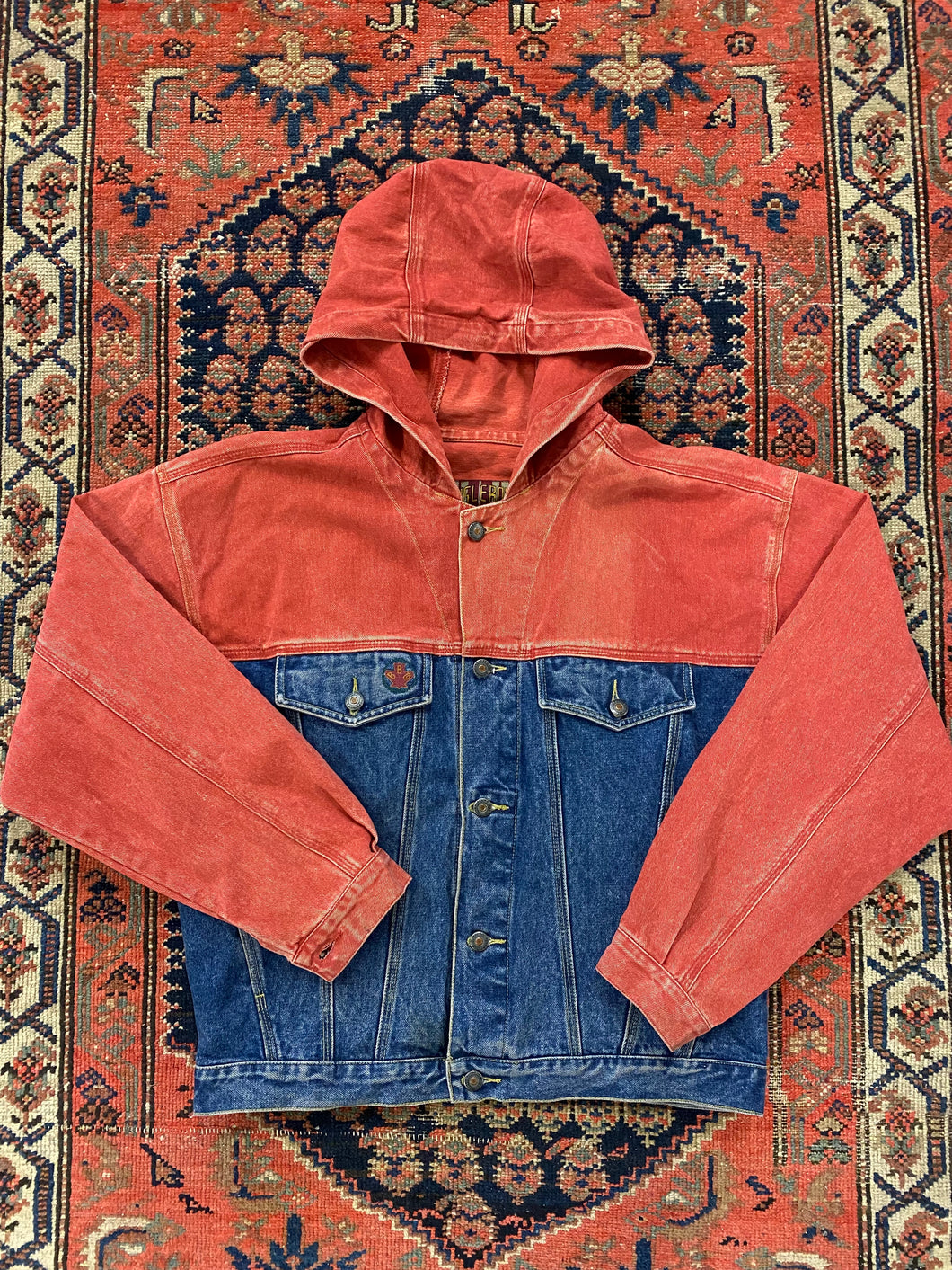 Vintage Hooded Denim Jacket - S