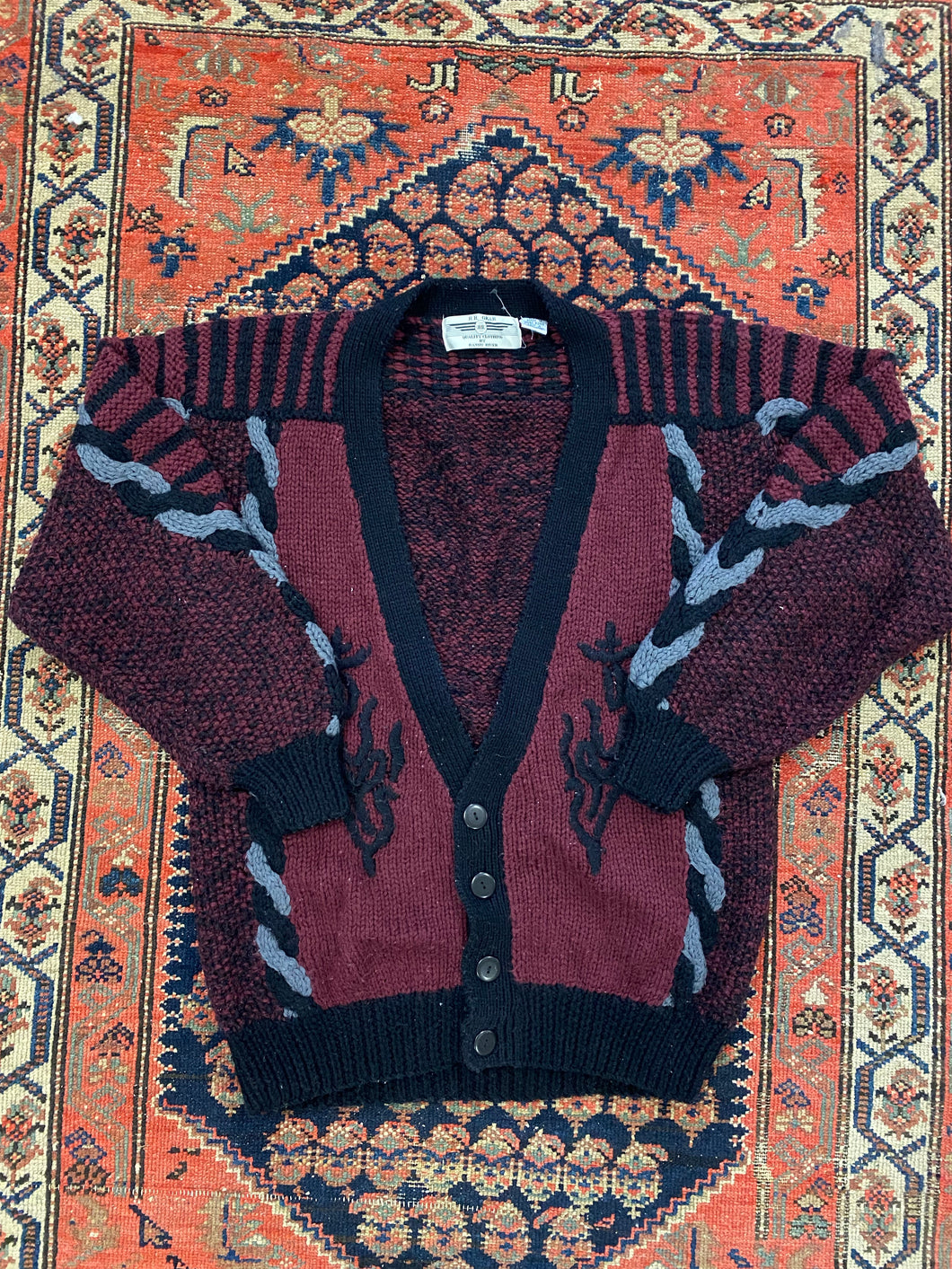 90s Heavy Knit Cardigan - L