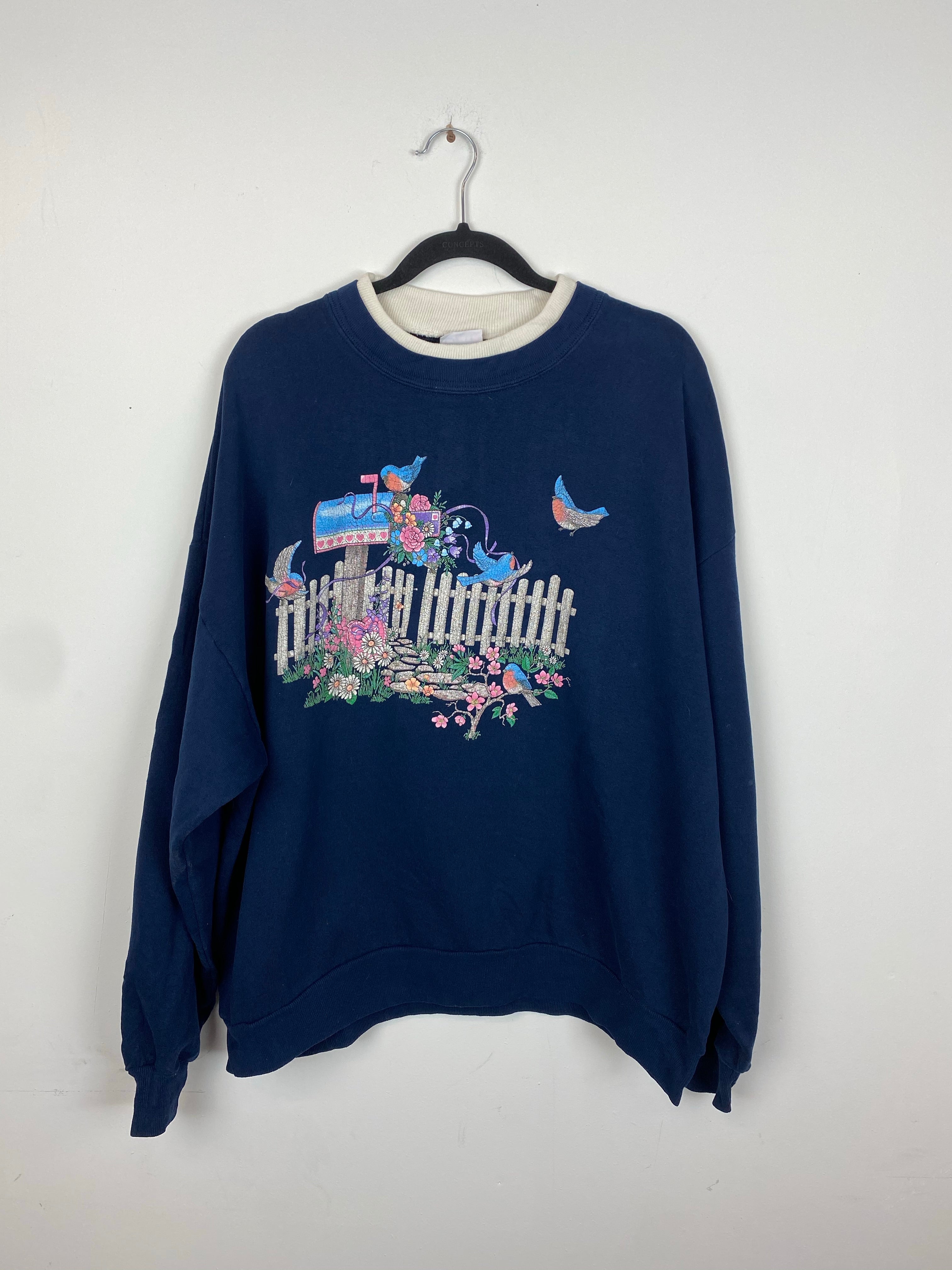 Vintage bird fence crewneck