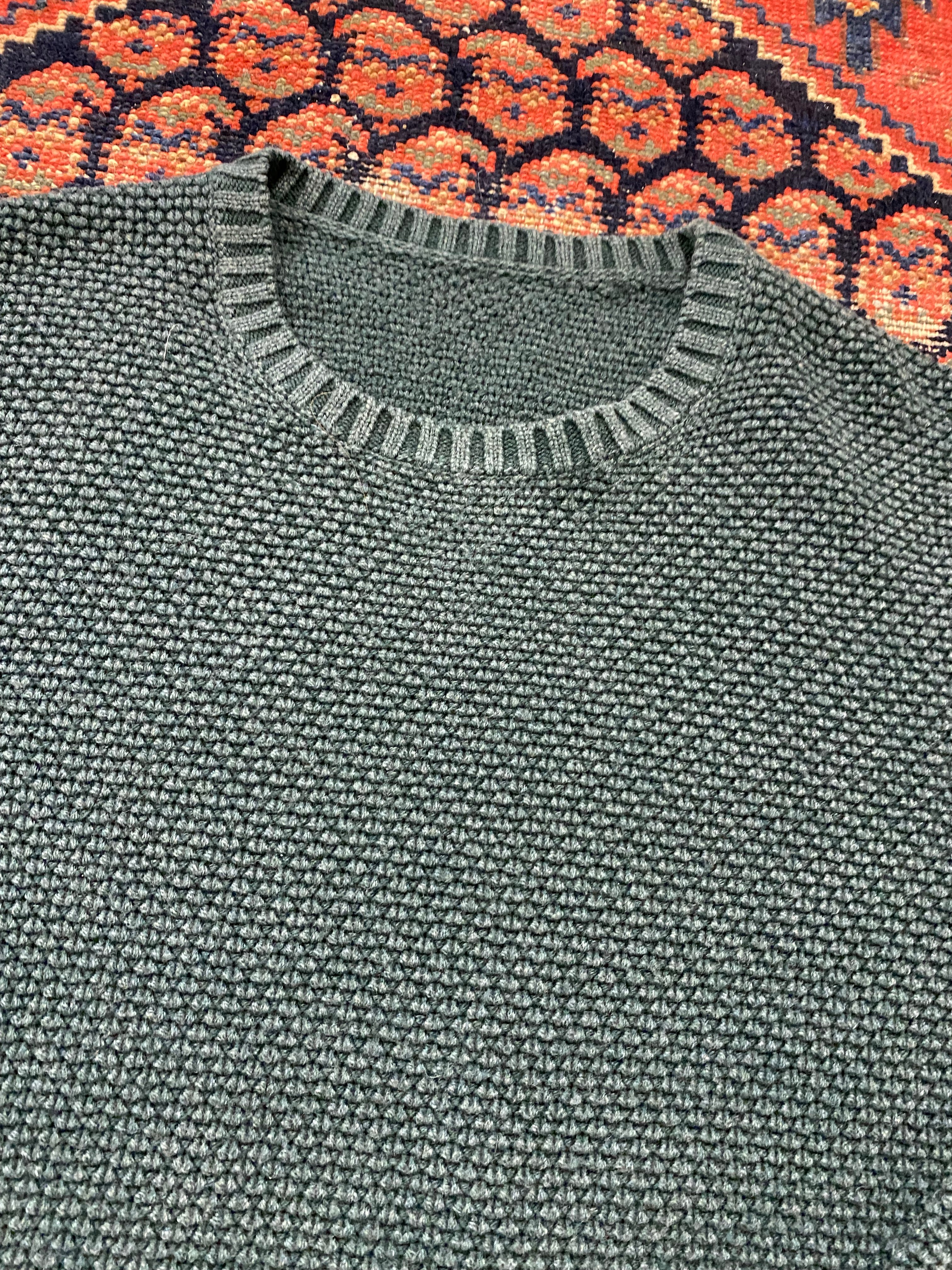 Vintage Teal Stone Wash Knit Sweater - M