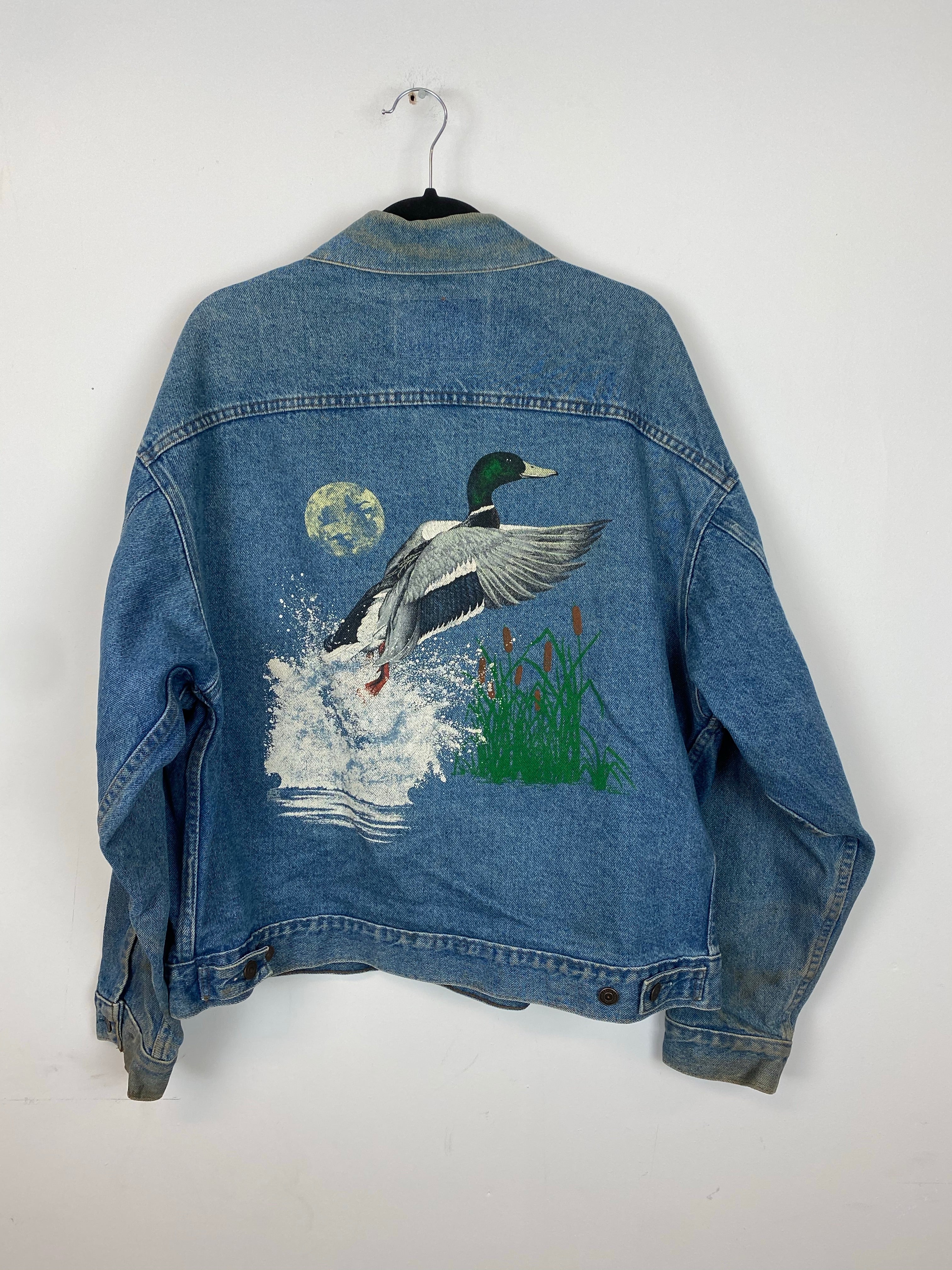 90s Loon printed denim jacket - L