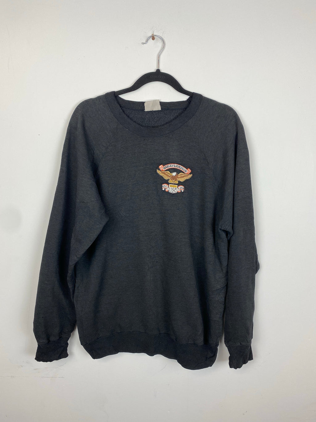 Faded 80s embroidered Harley Davidson crewneck