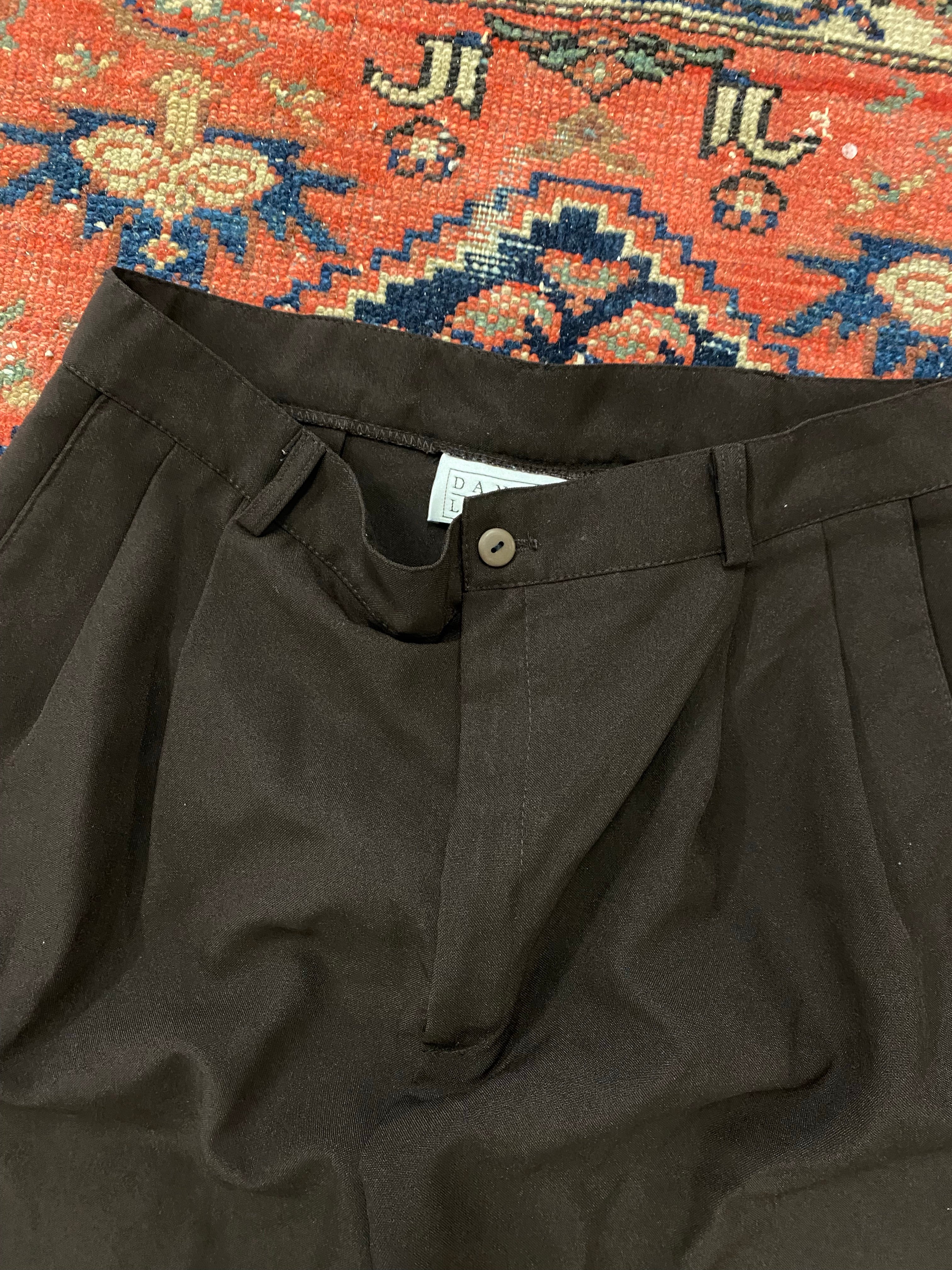 Vintage Brown High Waisted Pleated Trousers - 30IN/W