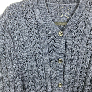 Navy Knitted Front Button Sweater - S