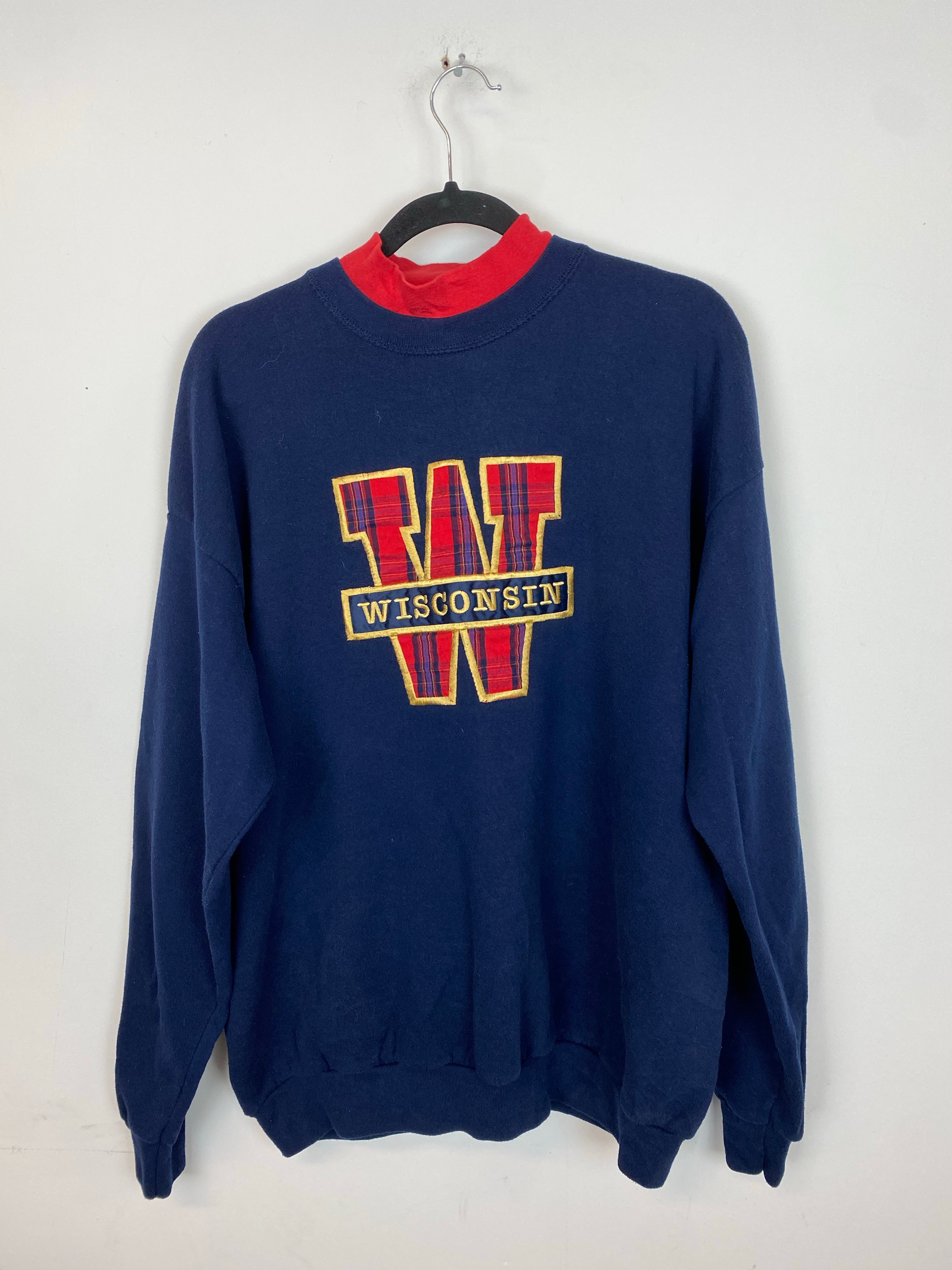 Vintage Embroidered Wisconsin Mock-neck Crewneck - L