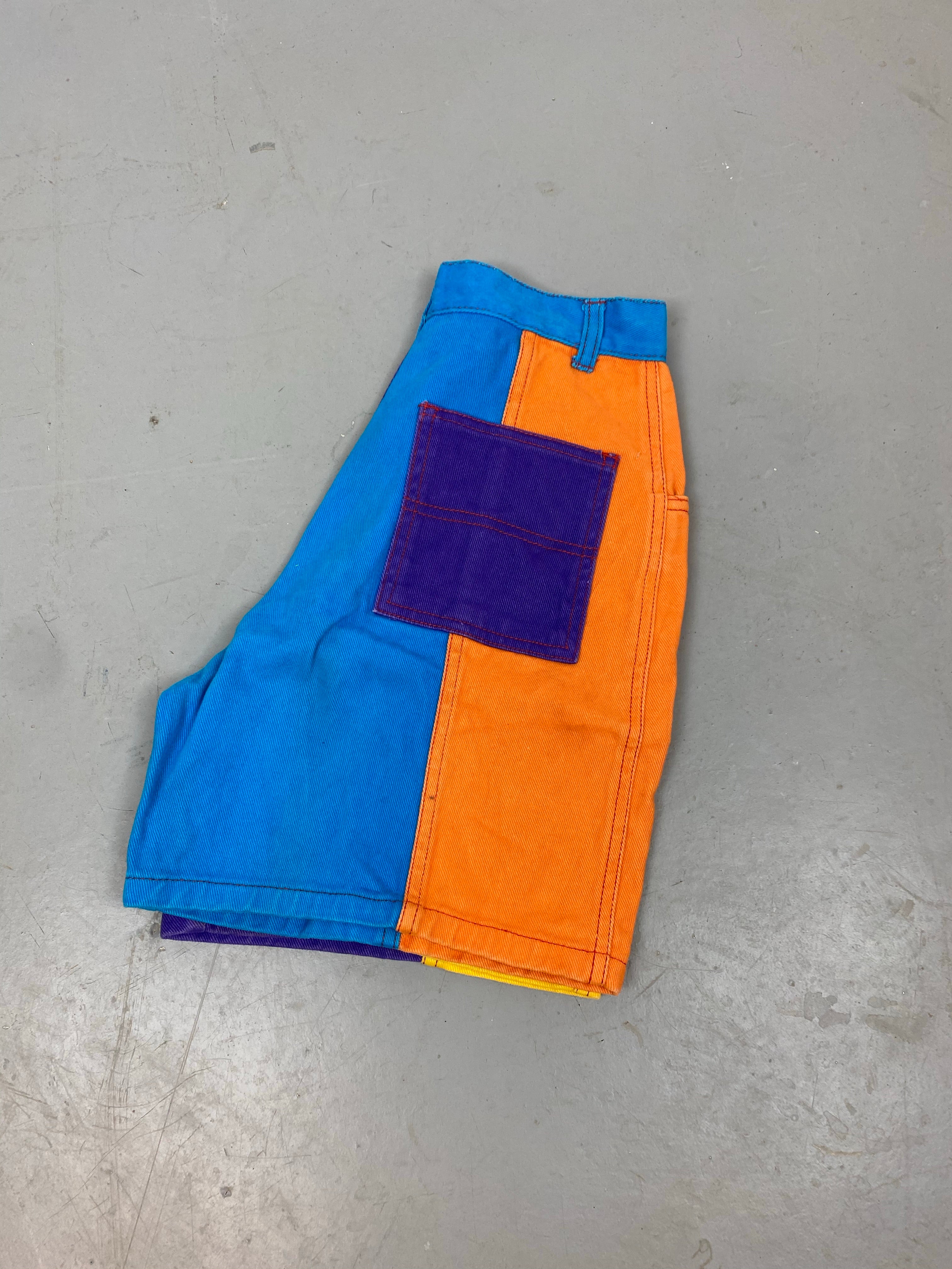 90s colour blocked high waisted shorts