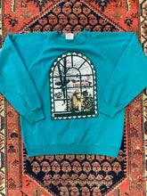 Load image into Gallery viewer, 90s Teal Cat Crewneck - M