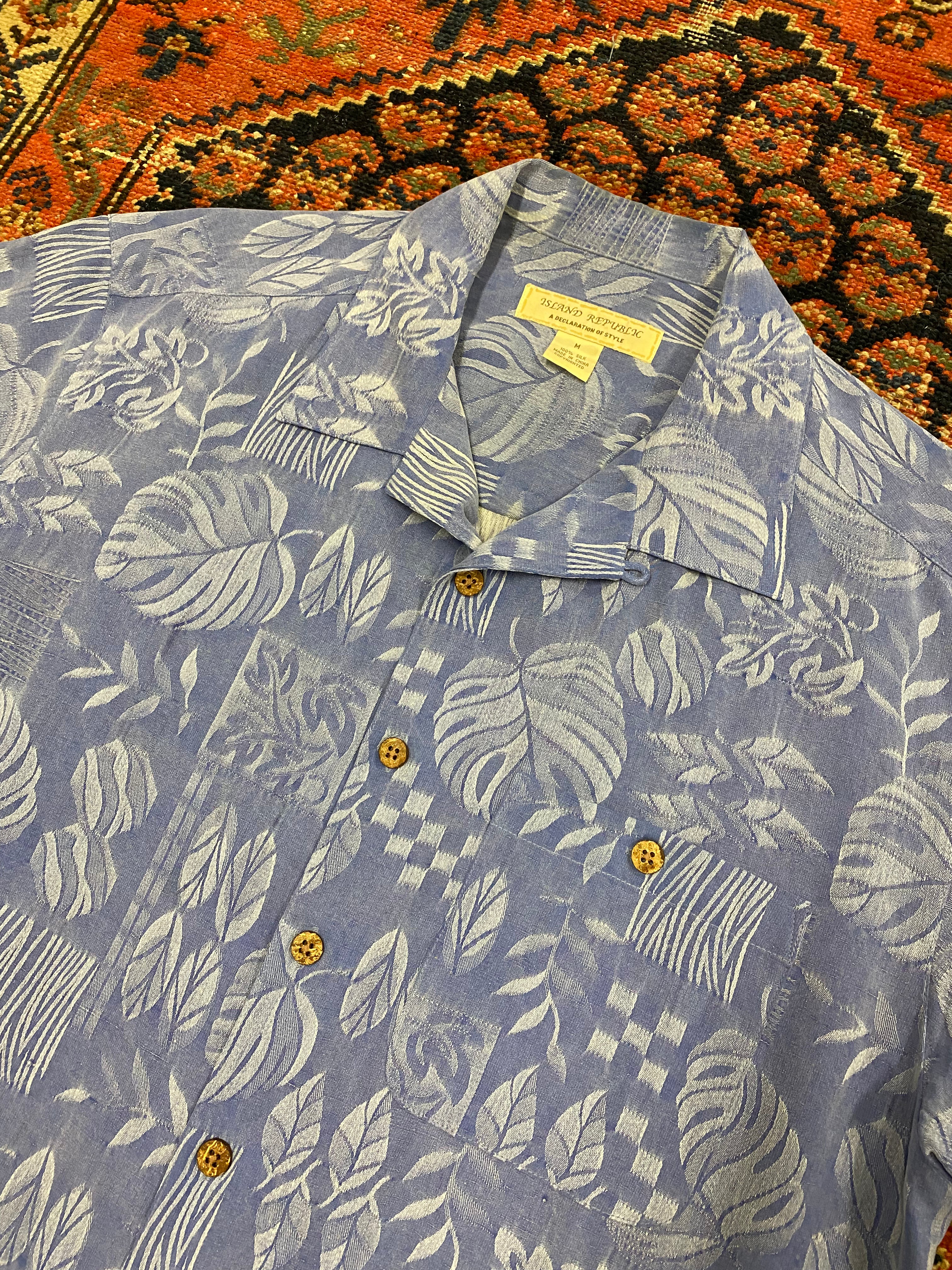 Vintage Floral Short Sleeve Button Up - L