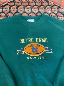 90s Embroidered Notre Dame Crewneck - L