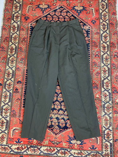 Vintage Green Pleated Trousers - 29in