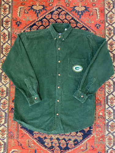 Vintage Corduroy Green Bay Packers Button Up - L
