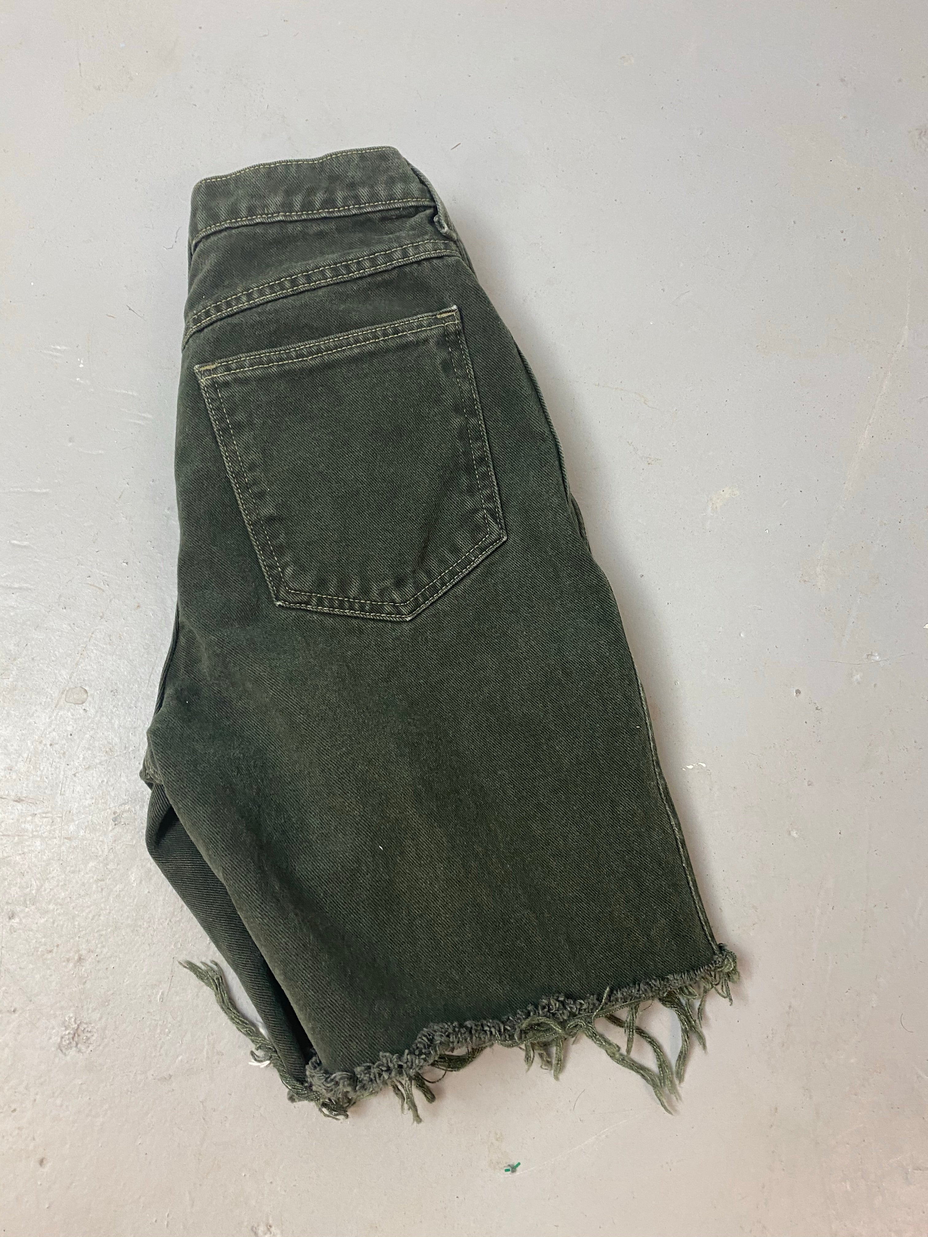 Vintage High Waisted Frayed Denim Shorts - 26in