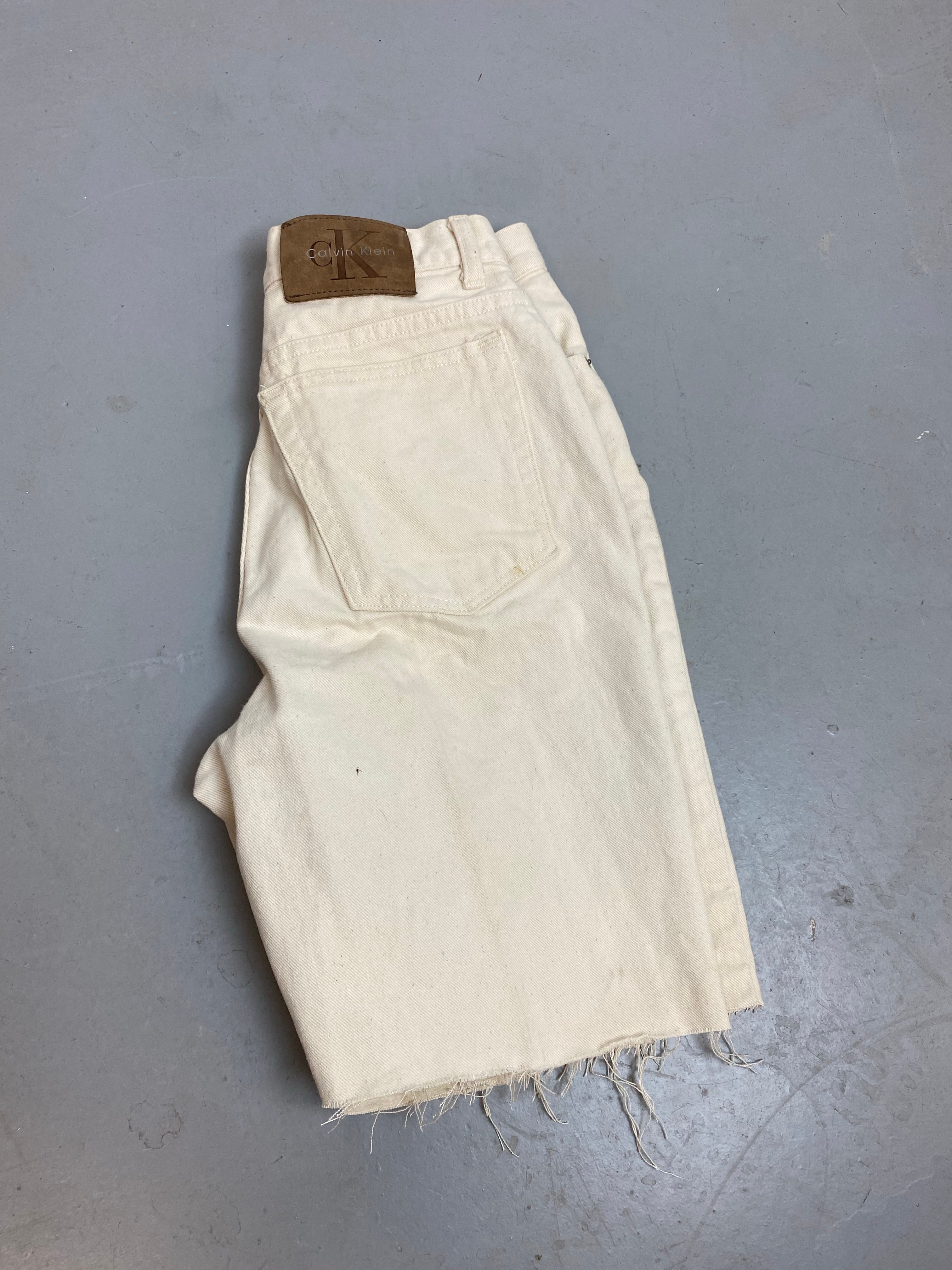 Vintage High Waisted Frayed Calvin Klein Denim Shorts - 29in