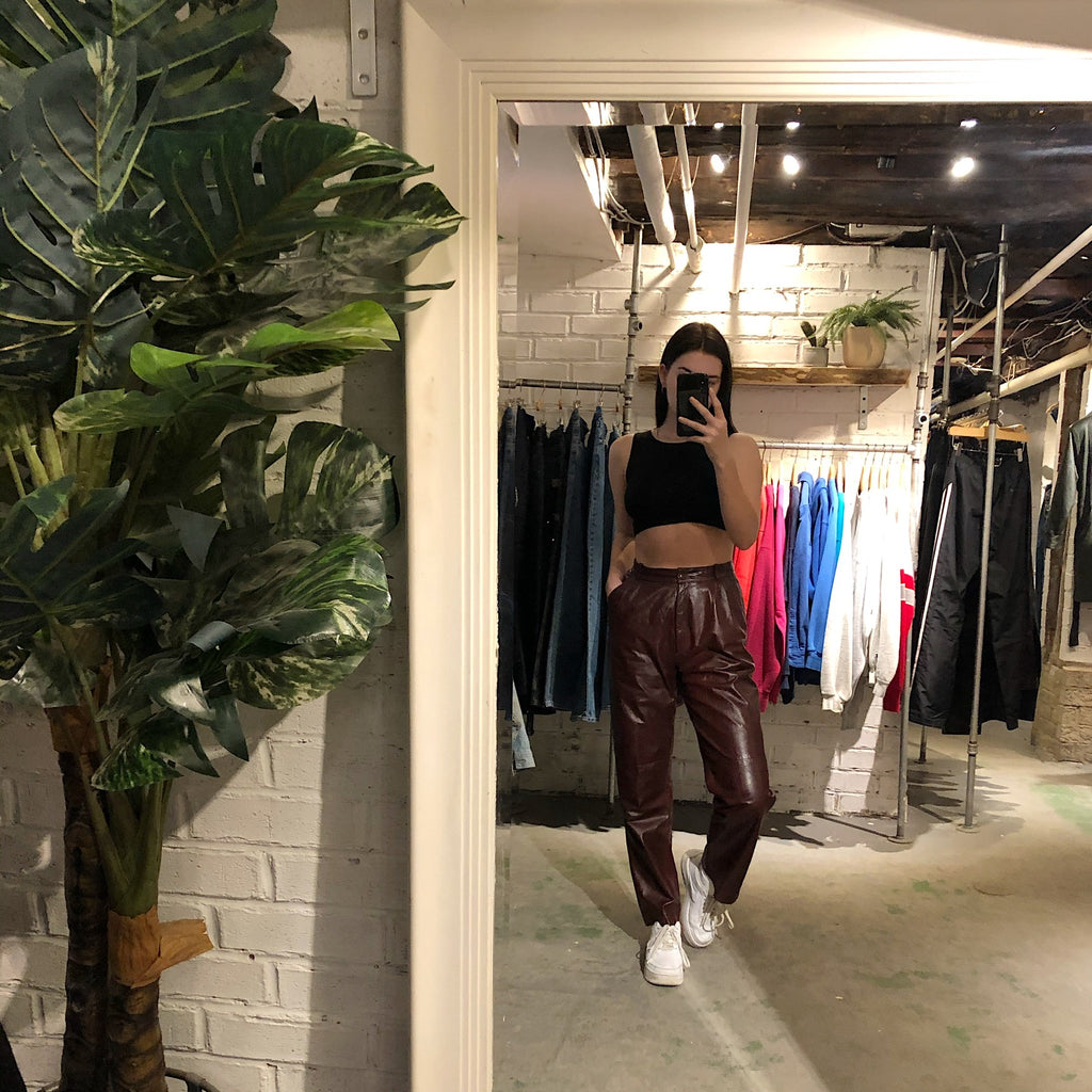 Vintage Burgundy Leather Pants