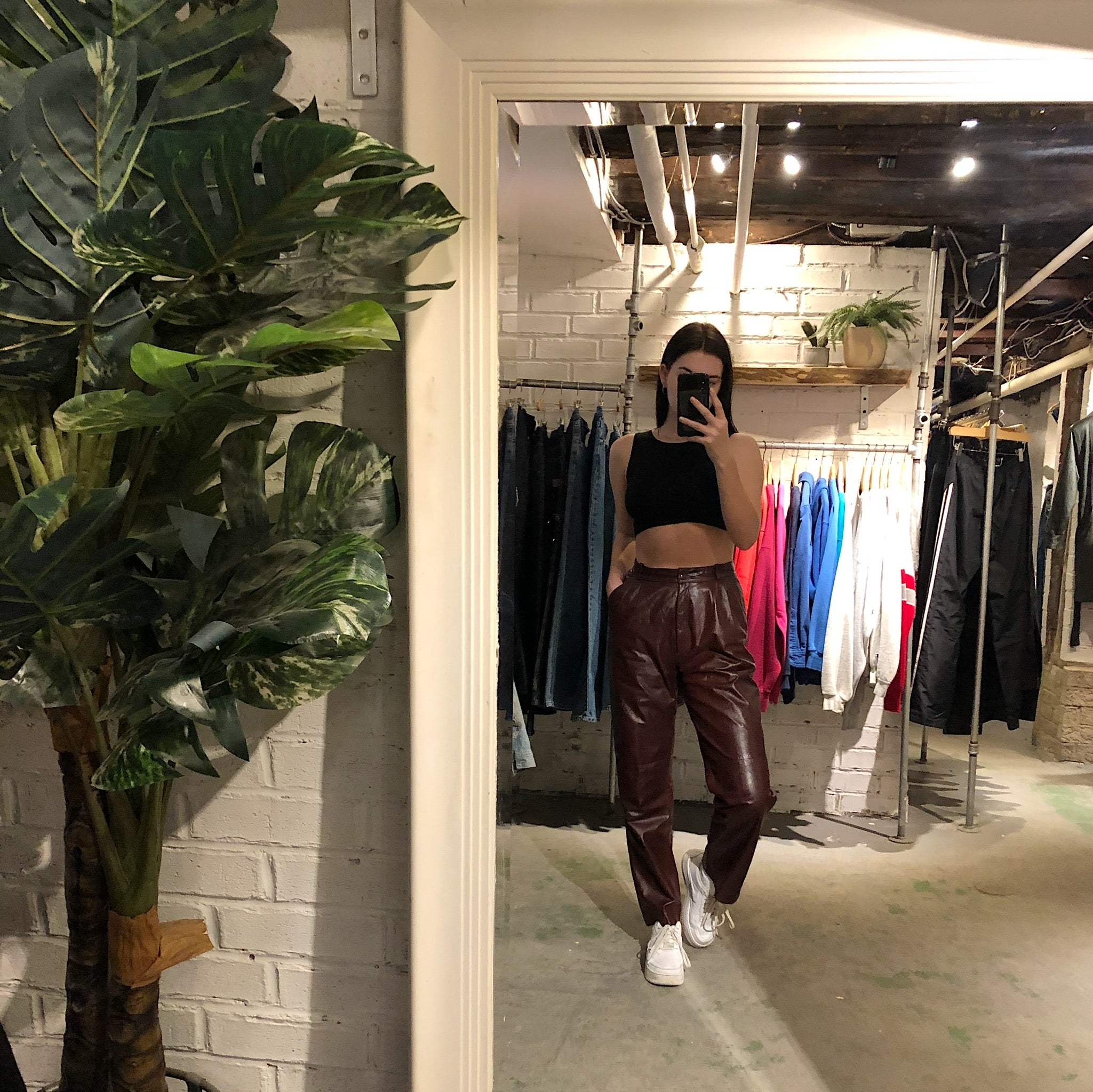 Vintage Burgundy Leather Pants