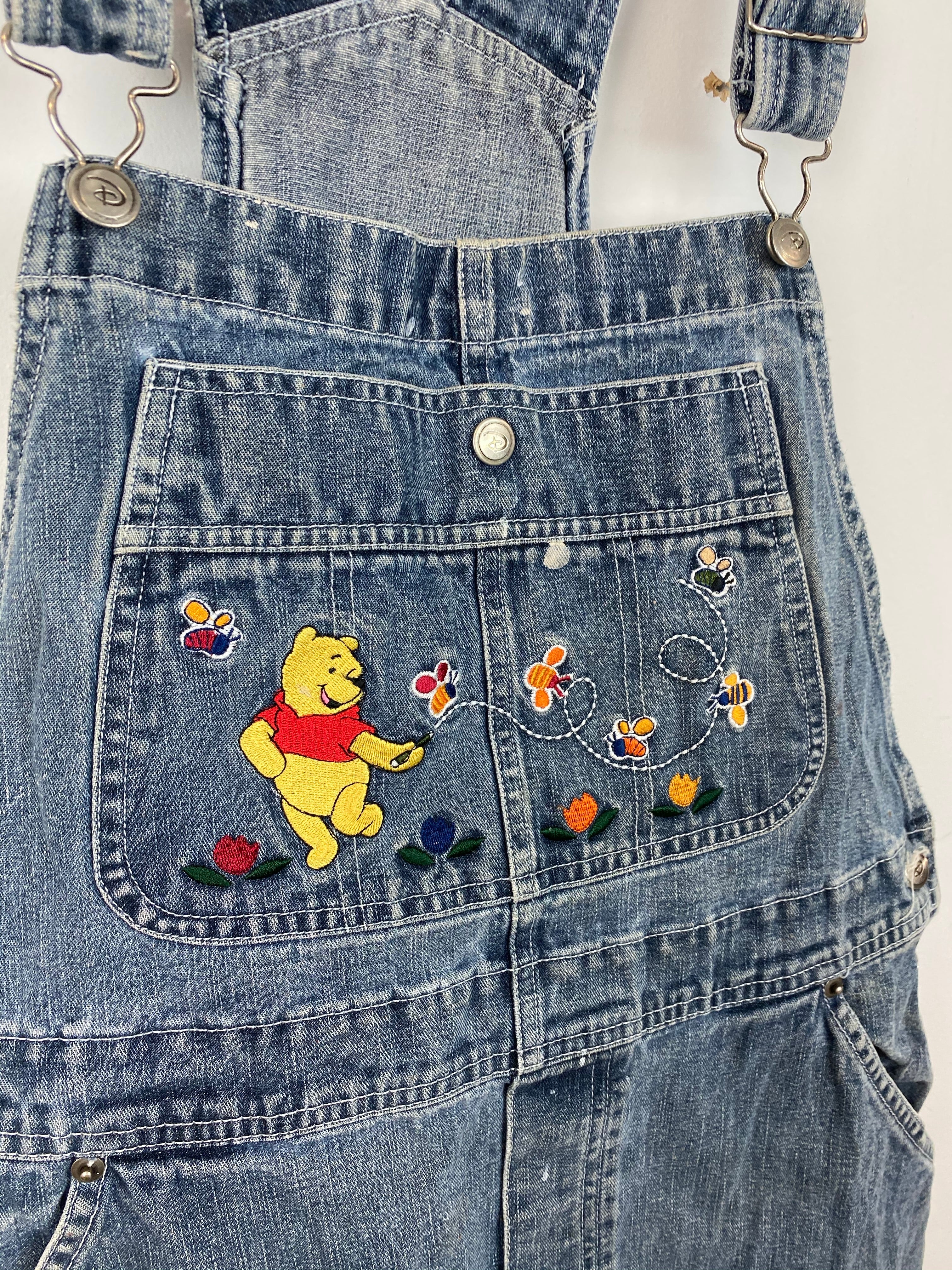 90s embroidered Pooh short overalls - womens L
