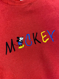 Vintage Embroidered Mickey Mouse Crewneck - L