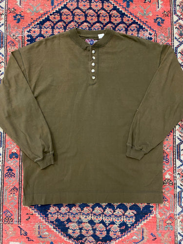 Vintage Brown Henley Shirt - L