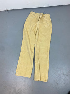 Yellow straight leg corduroy pants