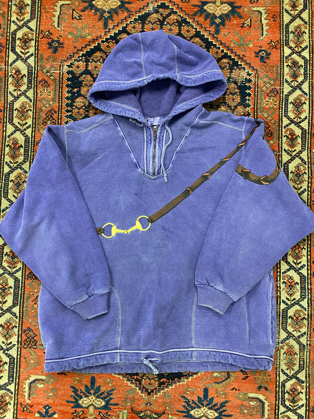 Vintage Hand Painted Quarter-zip Sweater - L