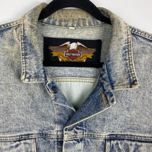 Load image into Gallery viewer, 90s Harley denim jacket with back graphic