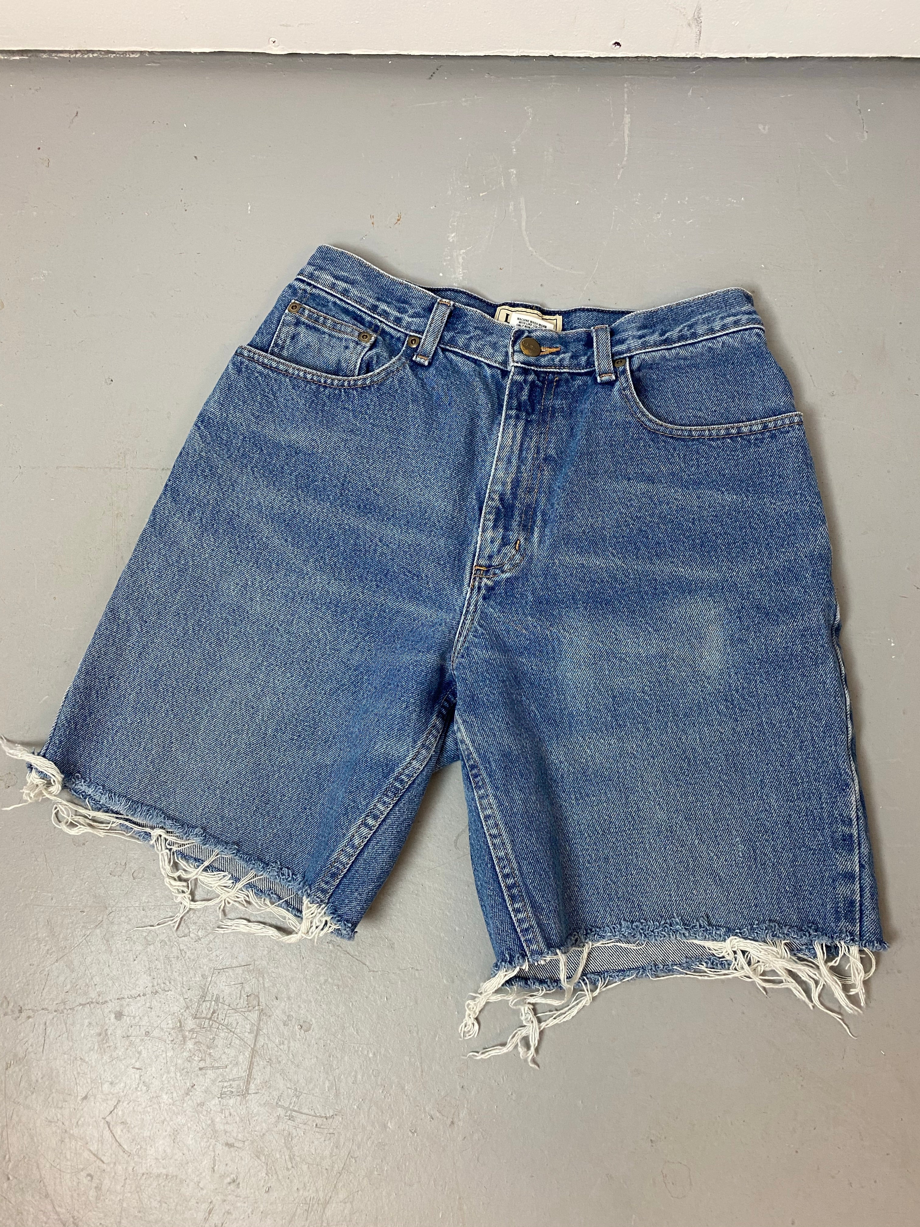 Vintage LL Bean High Waisted Frayed Denim Shorts - 30in