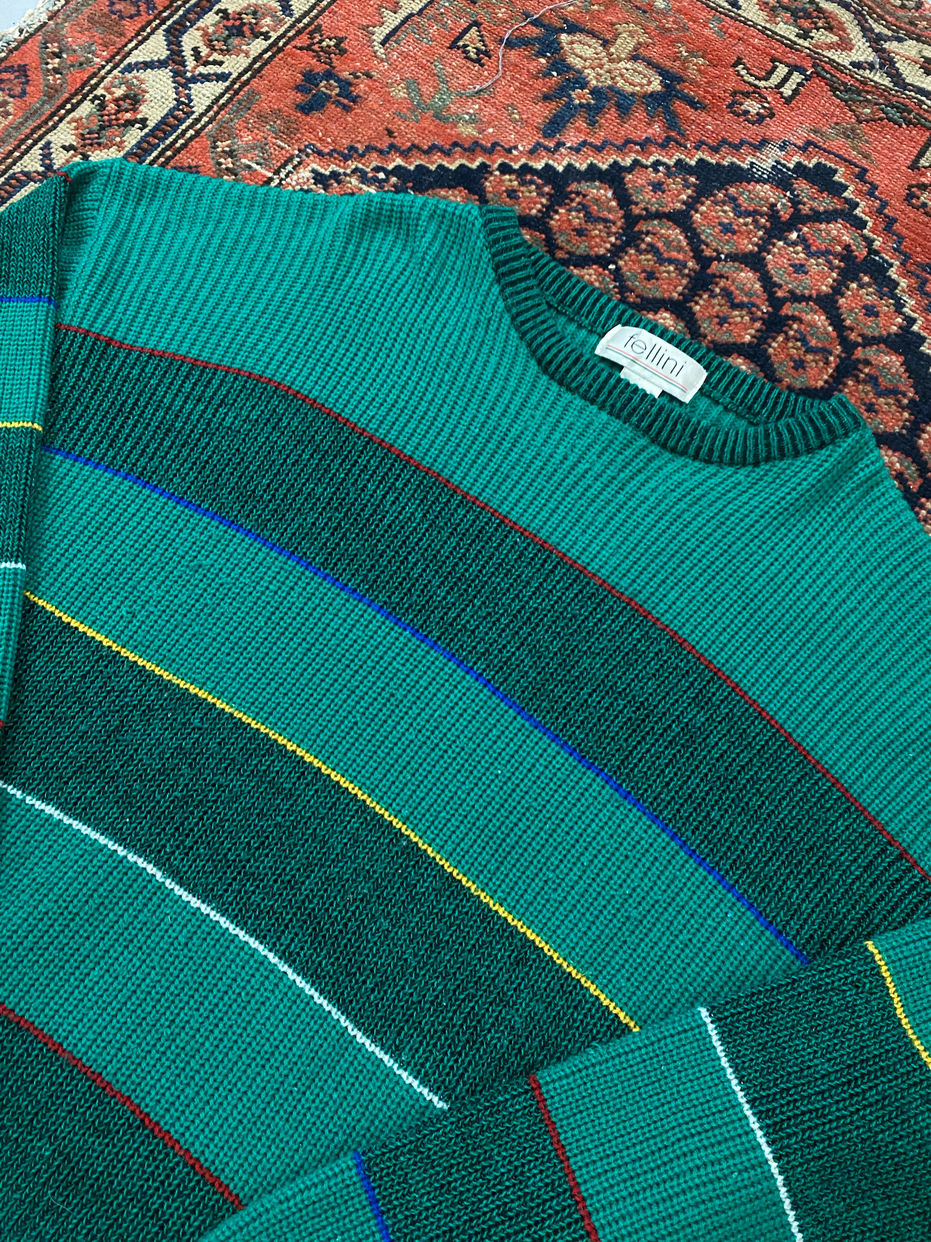 Vintage Striped Knit Sweater - XL
