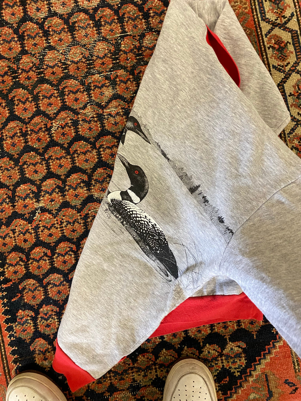 90s Front And Back Collared Loon Crewneck - L