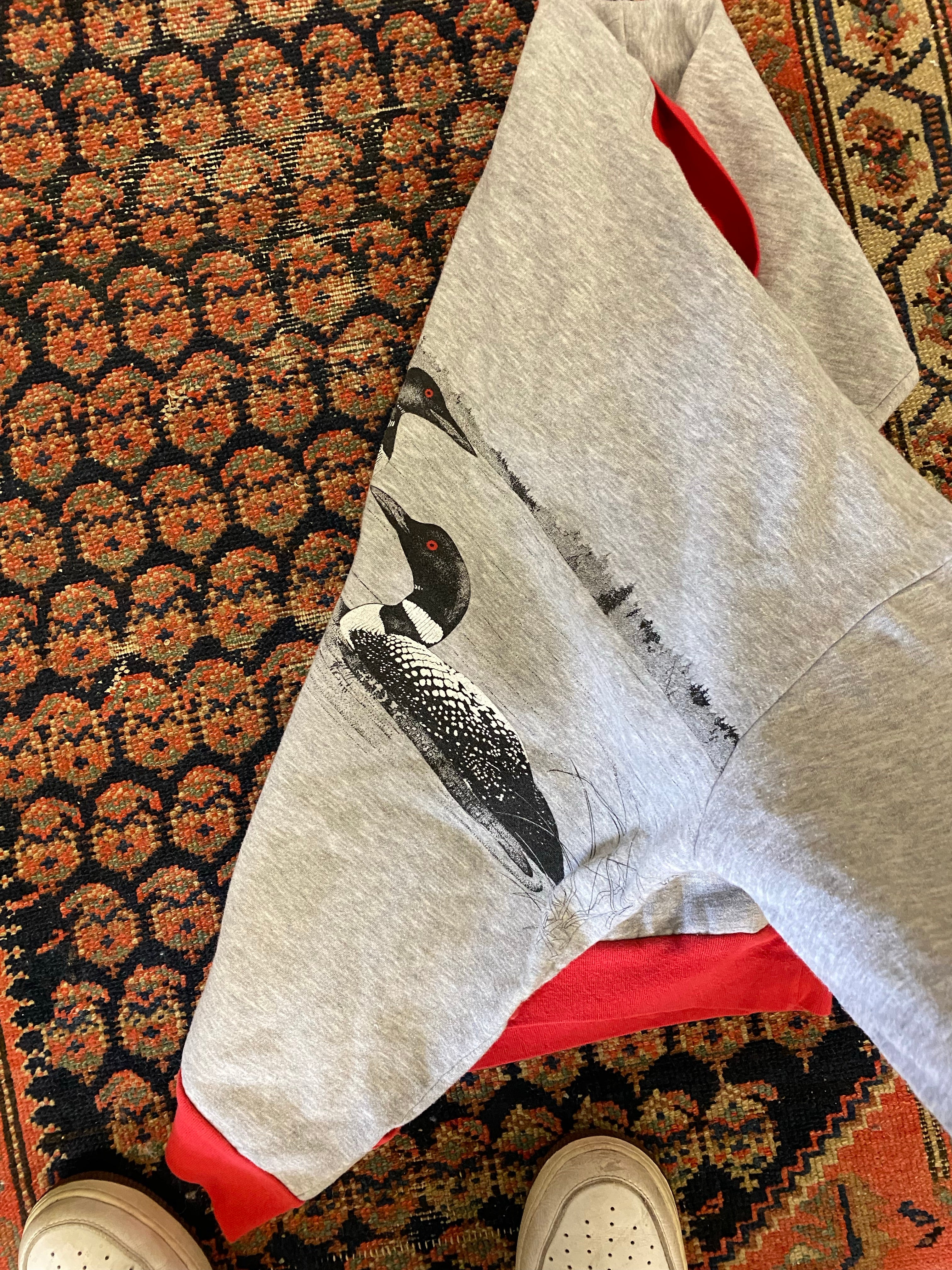 90s Front And Back Collared Loon Crewneck - L