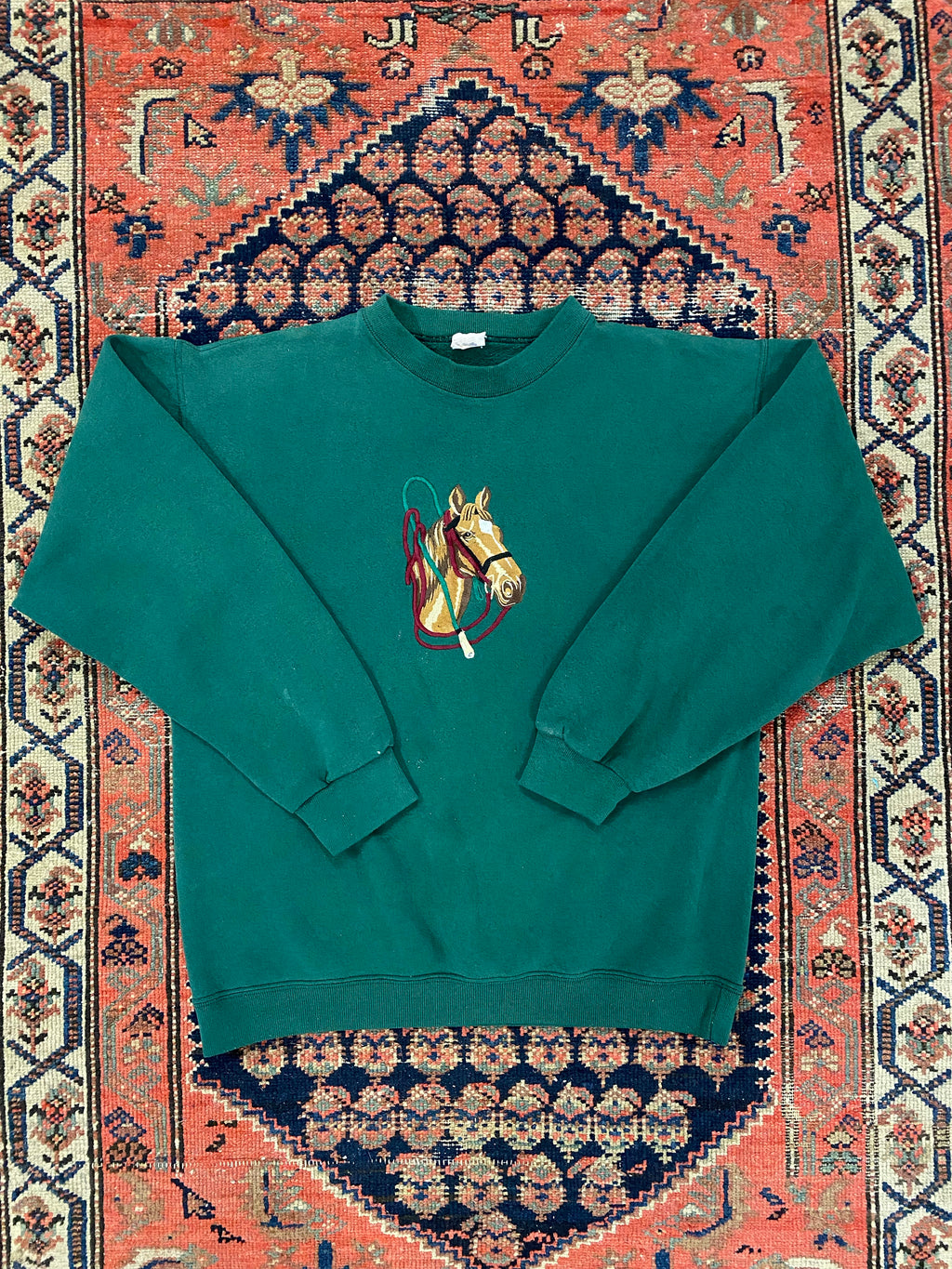 90s Embroidered Horse Crewneck - M