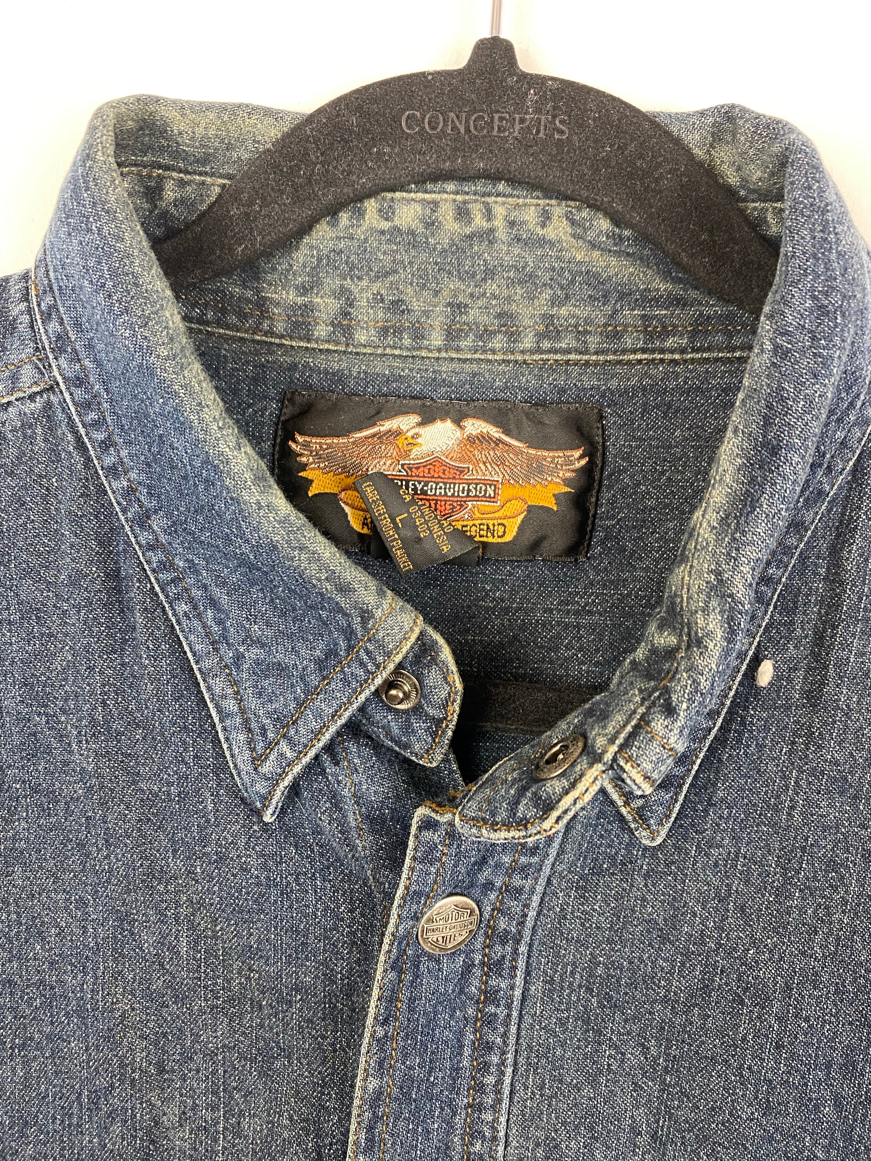 Short sleeve Denim Harley Davidson button up