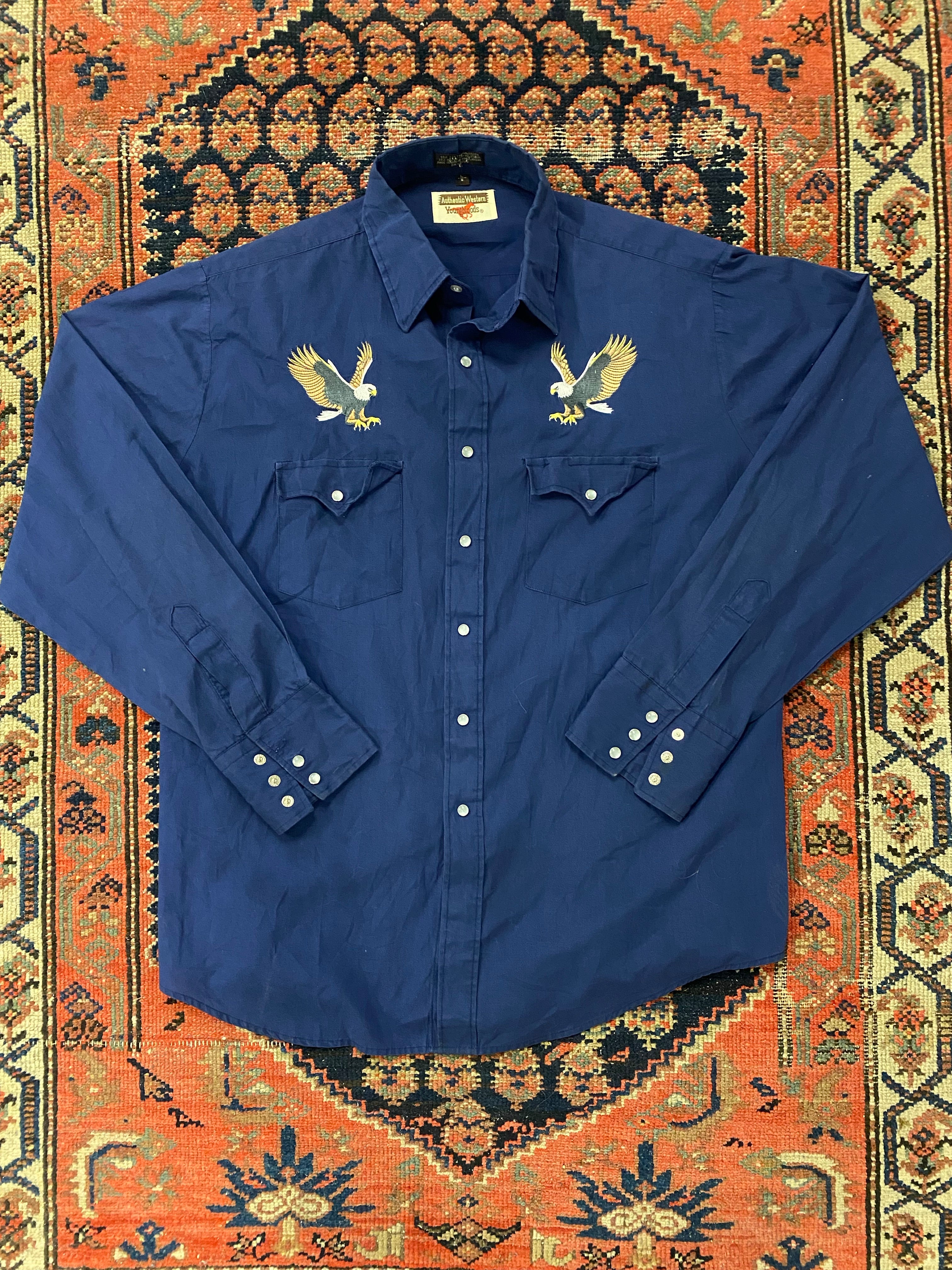Vintage Eagle Embroidered Western Button Up - M