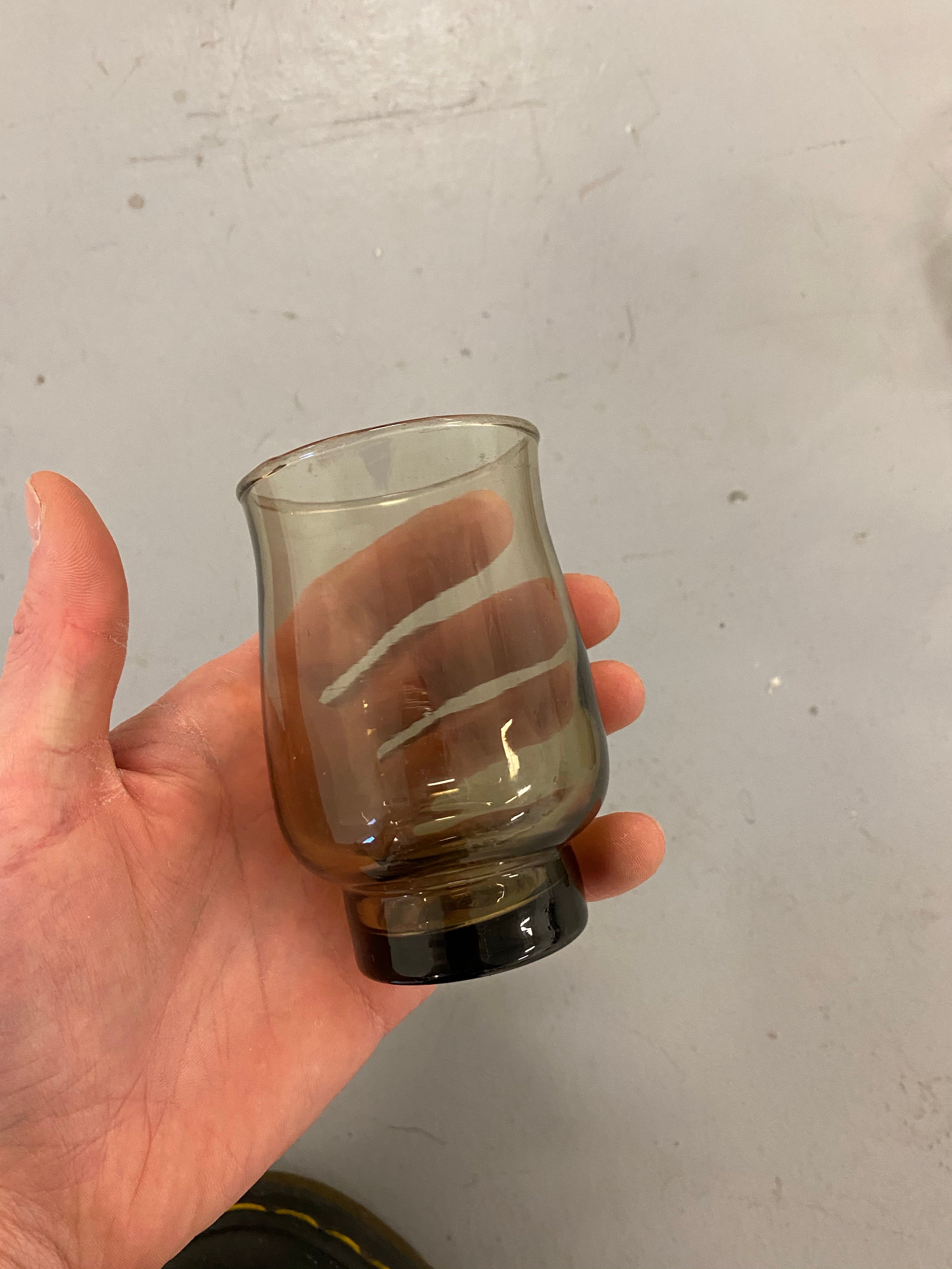 Set of three tinted small glasses
